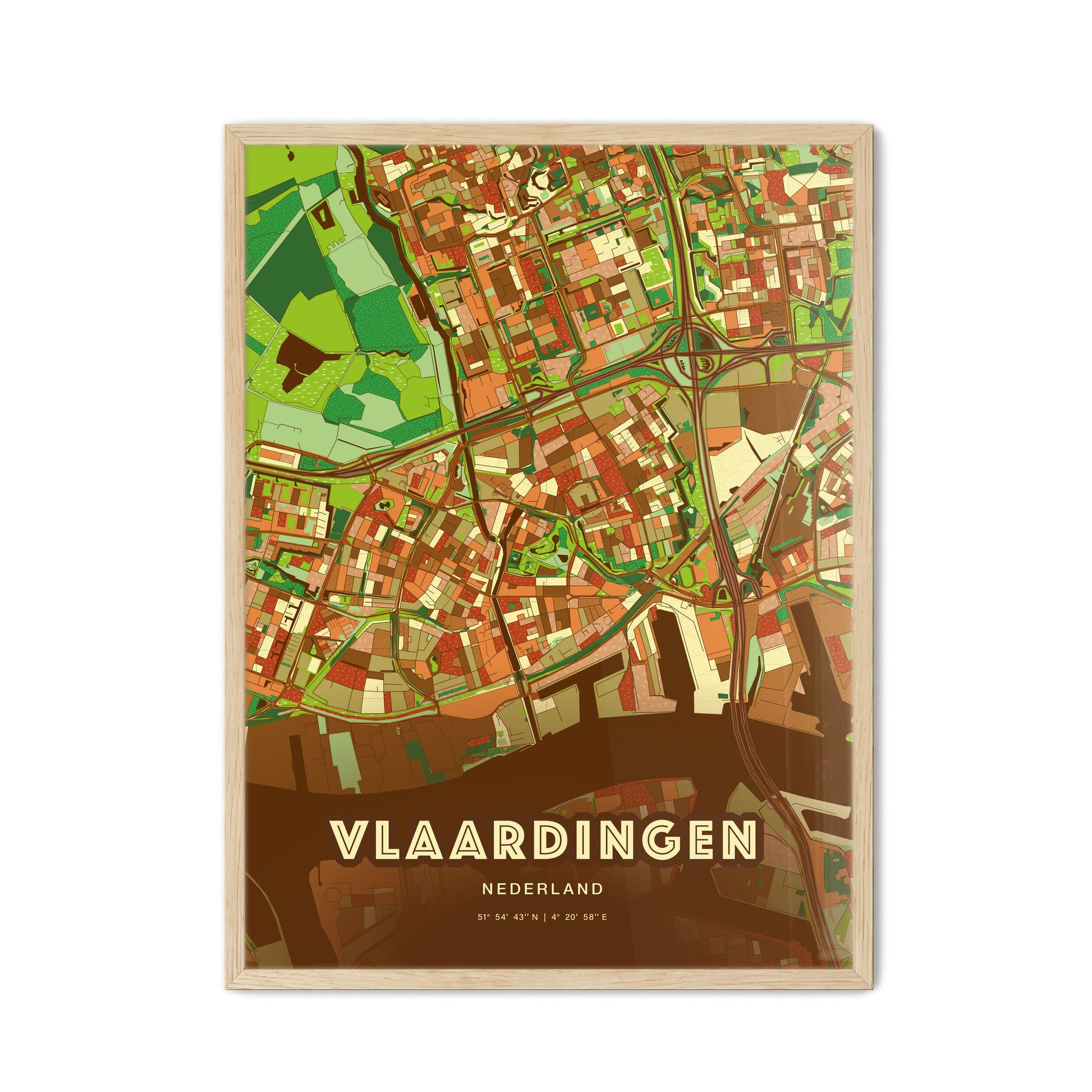 Colorful VLAARDINGEN NETHERLANDS Fine Art Map Farmhouse