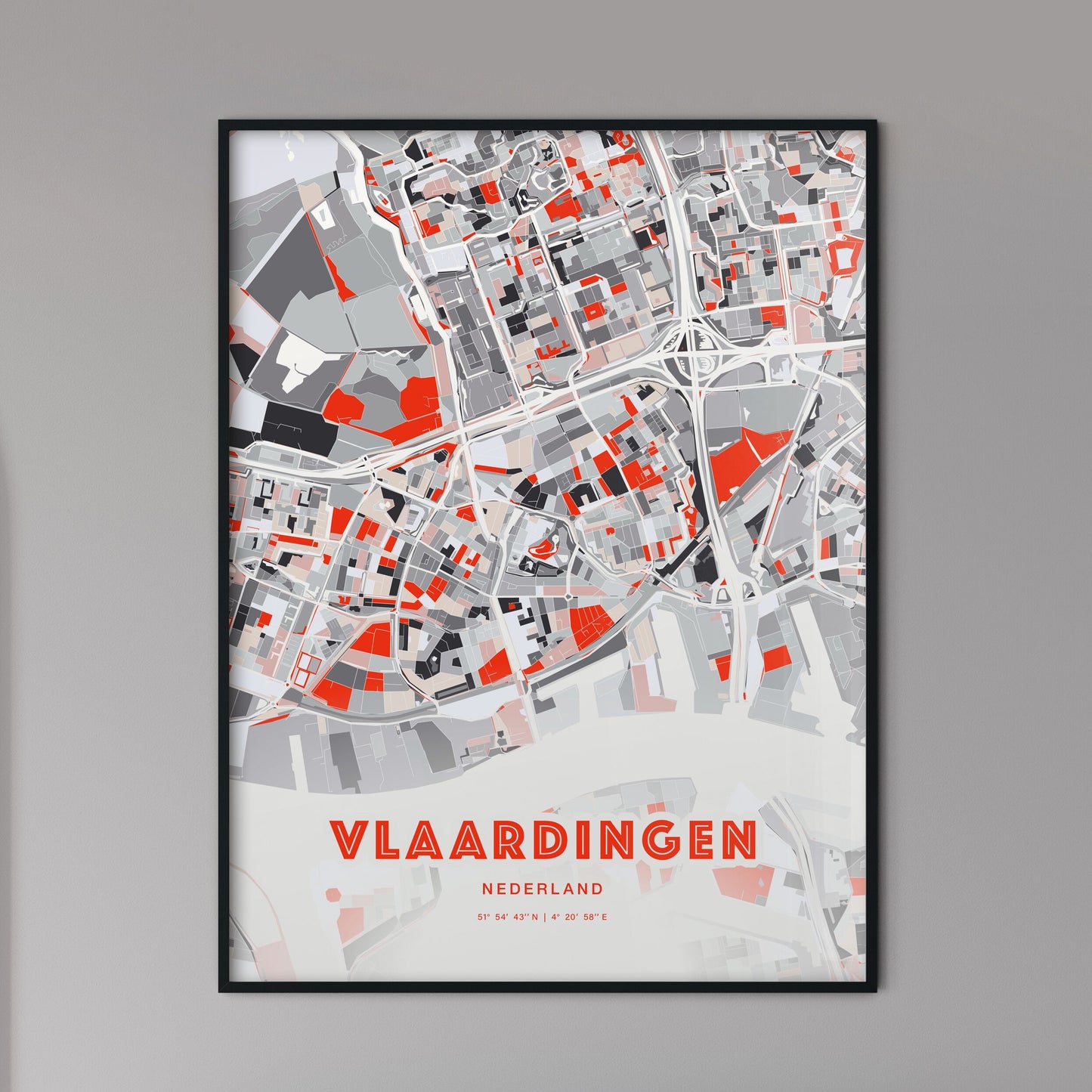 Colorful VLAARDINGEN NETHERLANDS Fine Art Map Modern