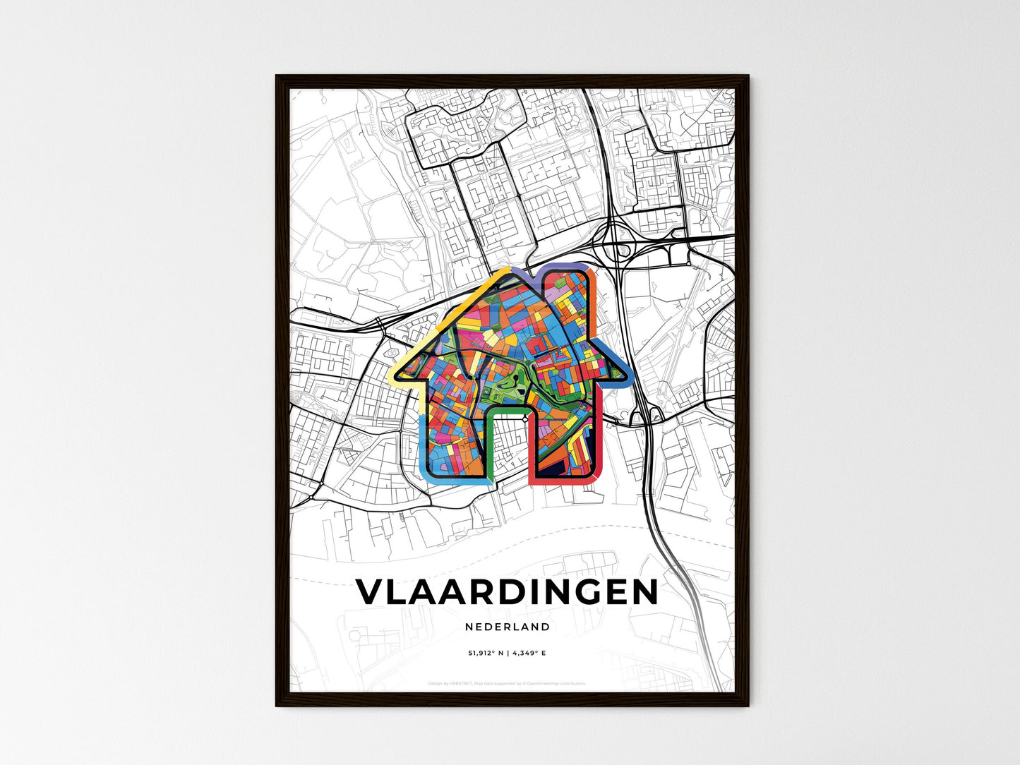 Vlaardingen Netherlands wedding art map with home icon
