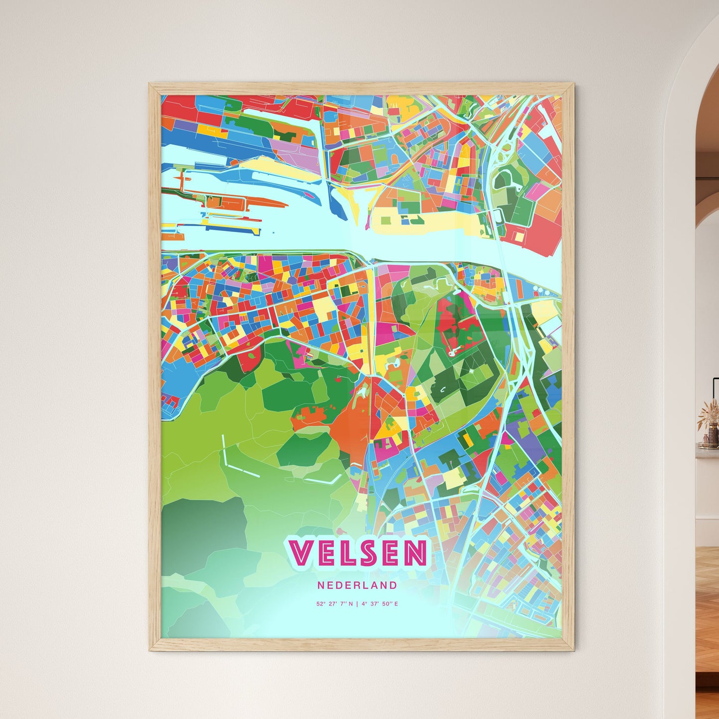 Colorful VELSEN NETHERLANDS Fine Art Map Crazy Colors
