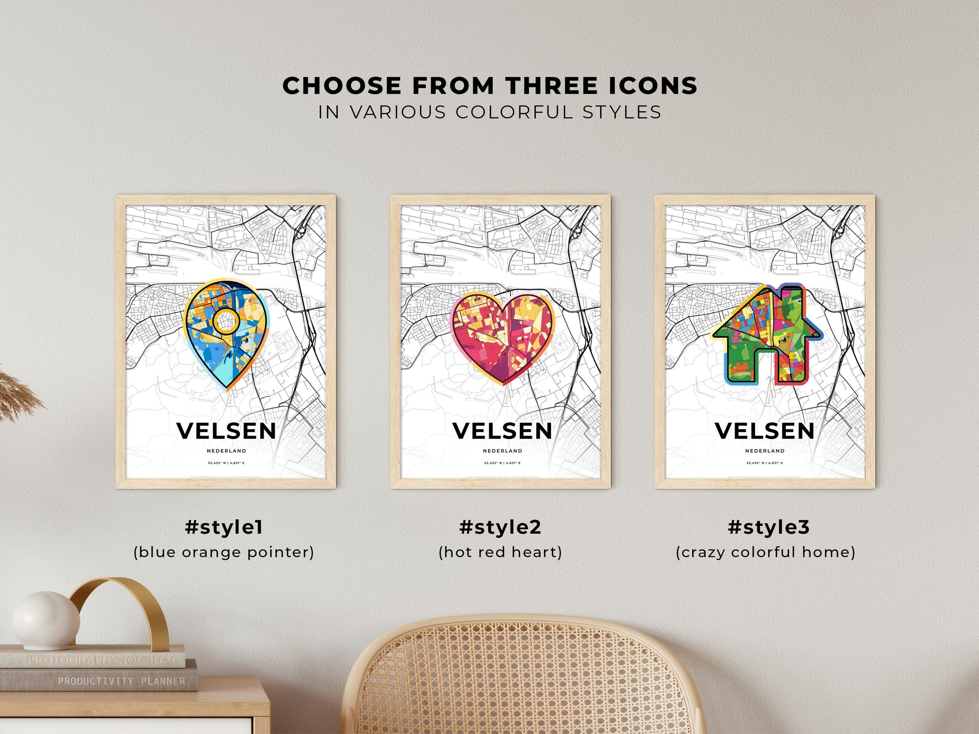 Velsen Netherlands maps with colorful icons