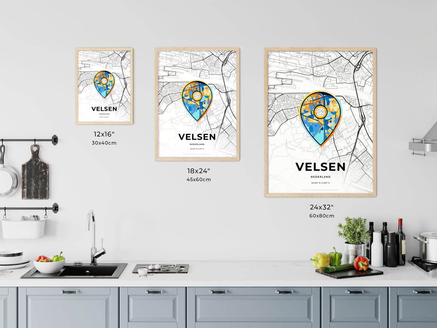 Velsen Netherlands art map size chart