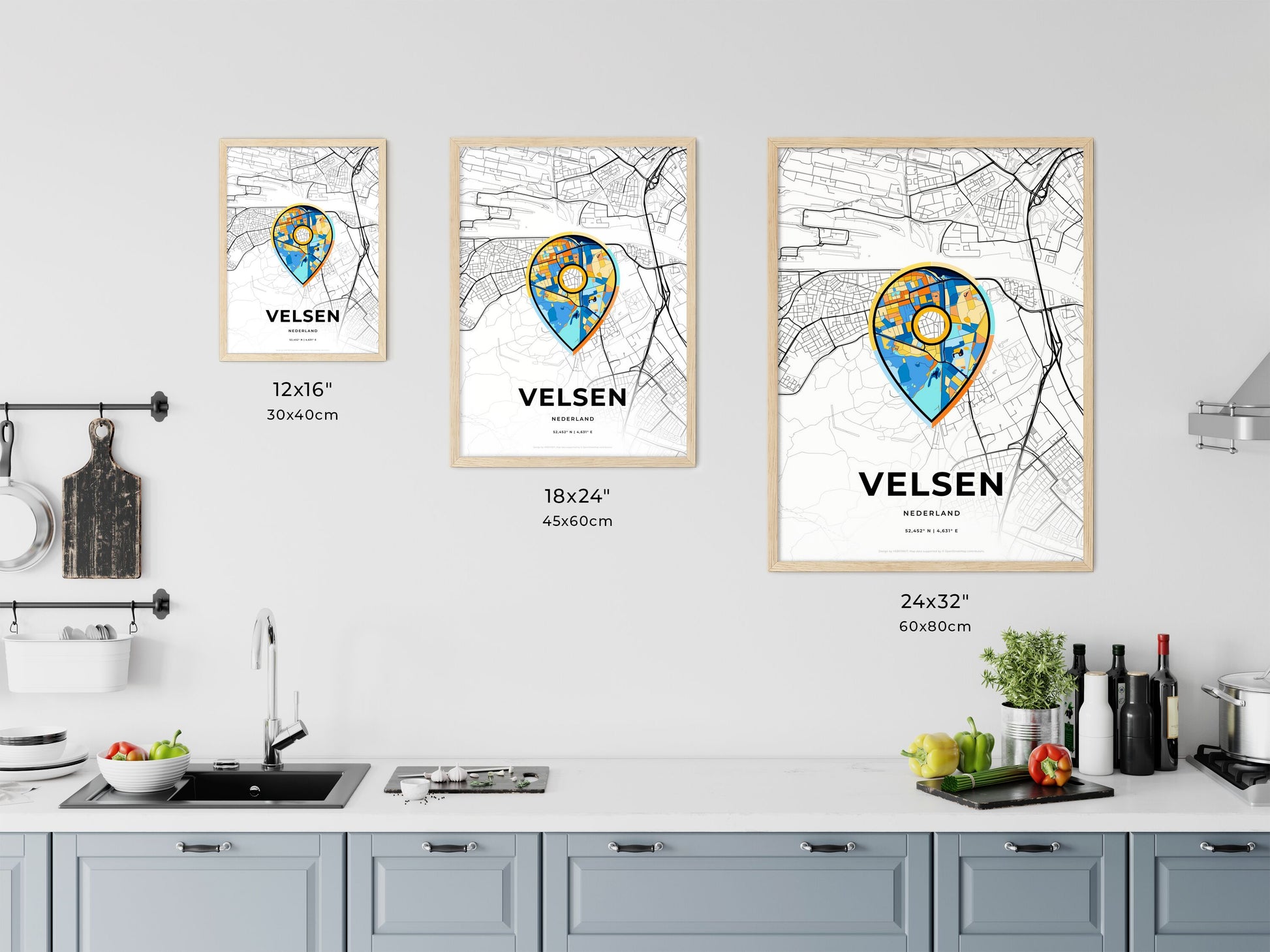Velsen Netherlands art map size chart
