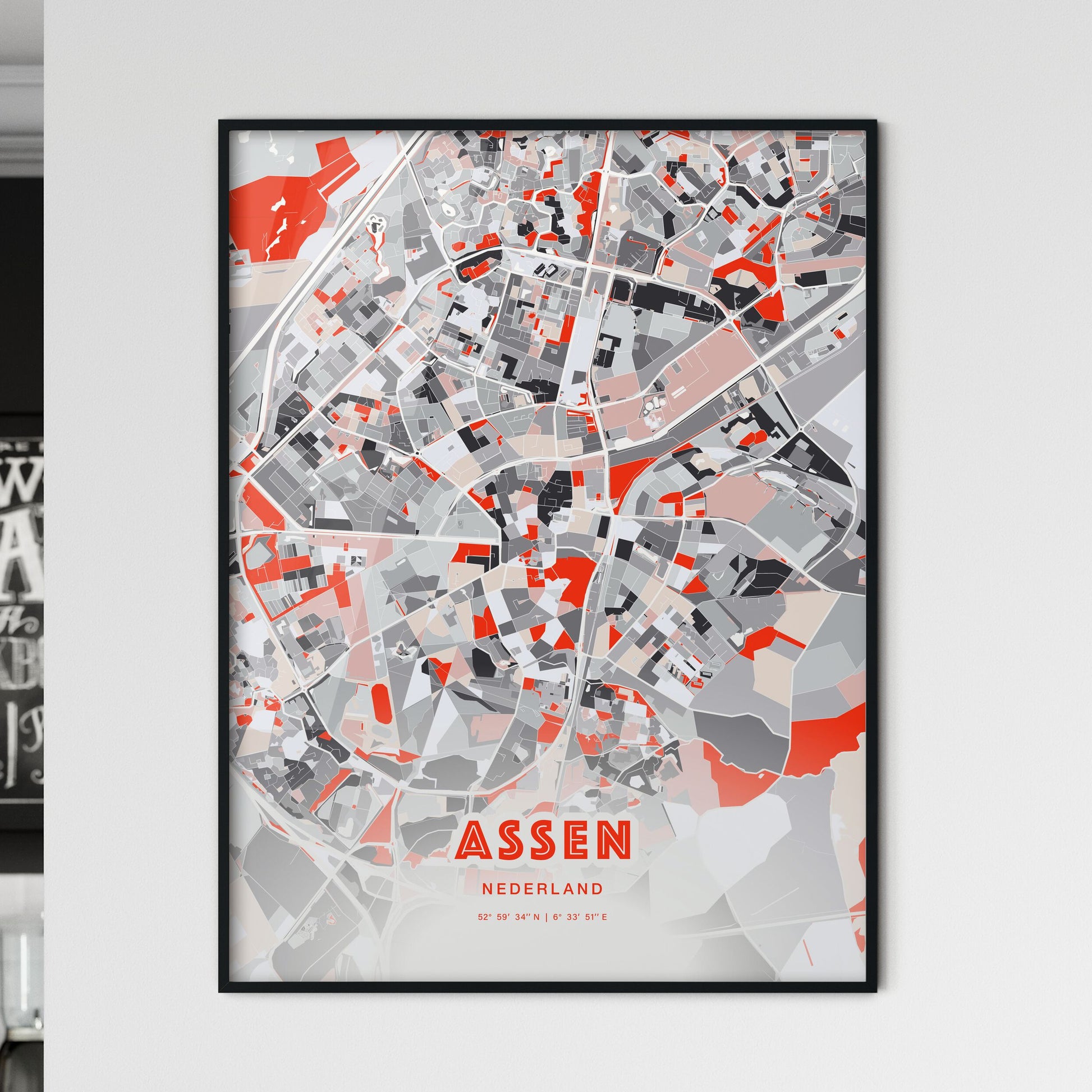 Colorful ASSEN NETHERLANDS Fine Art Map Modern