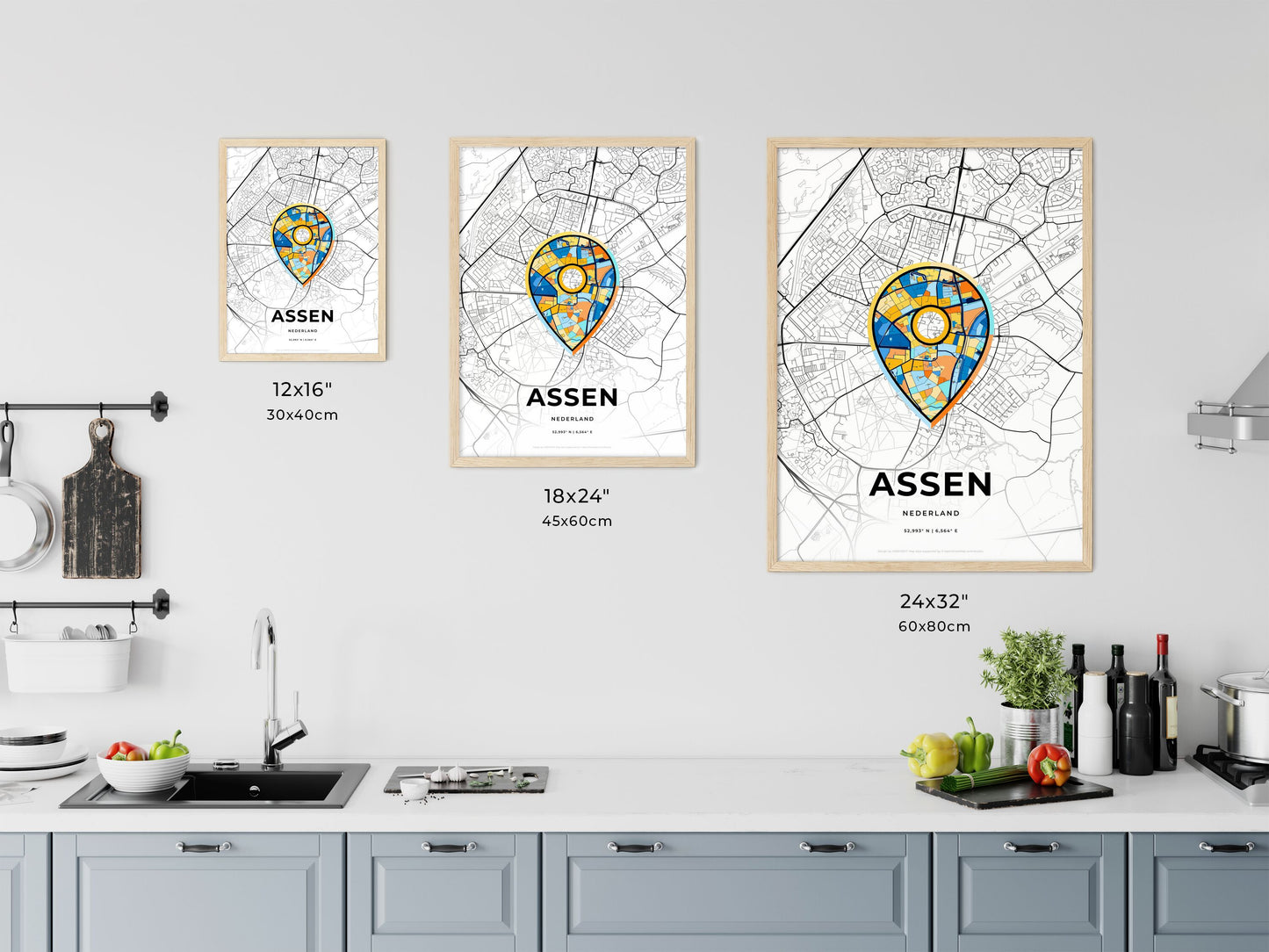Assen Netherlands art map size chart