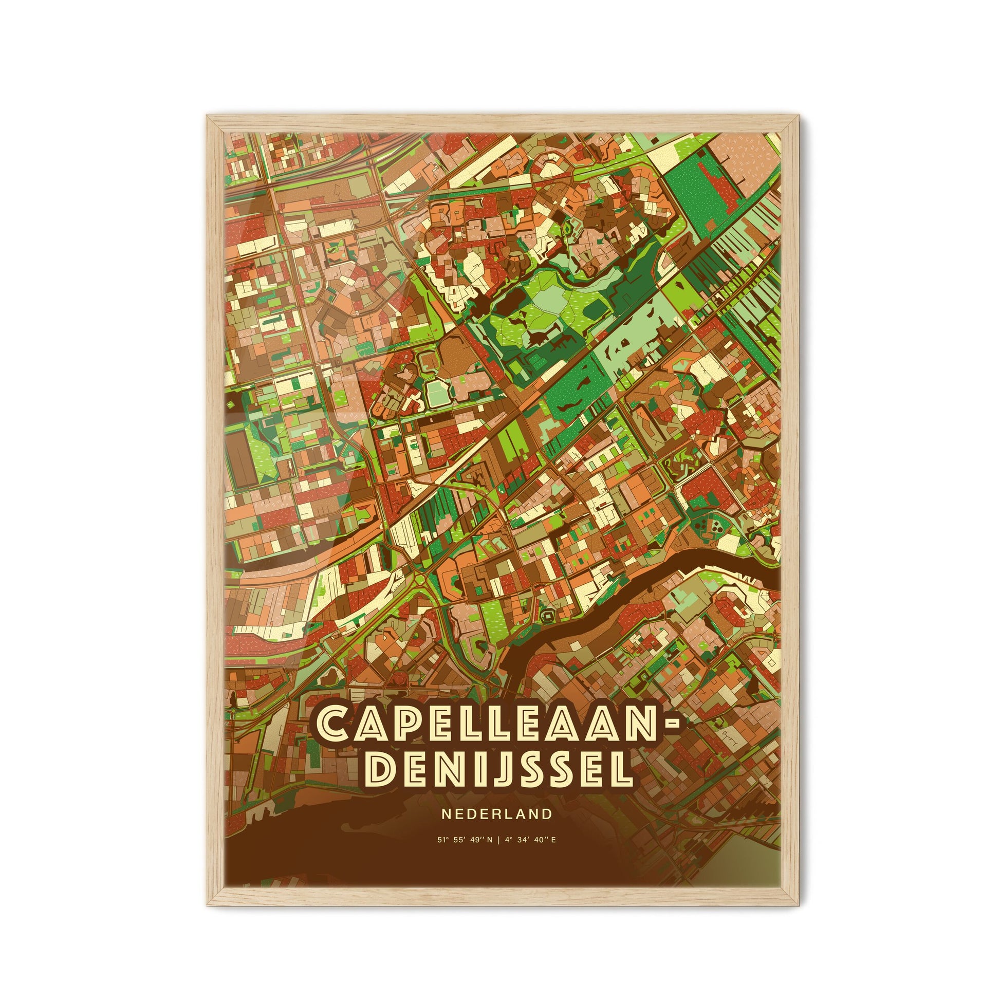 Colorful CAPELLE AAN DEN IJSSEL NETHERLANDS Fine Art Map Farmhouse