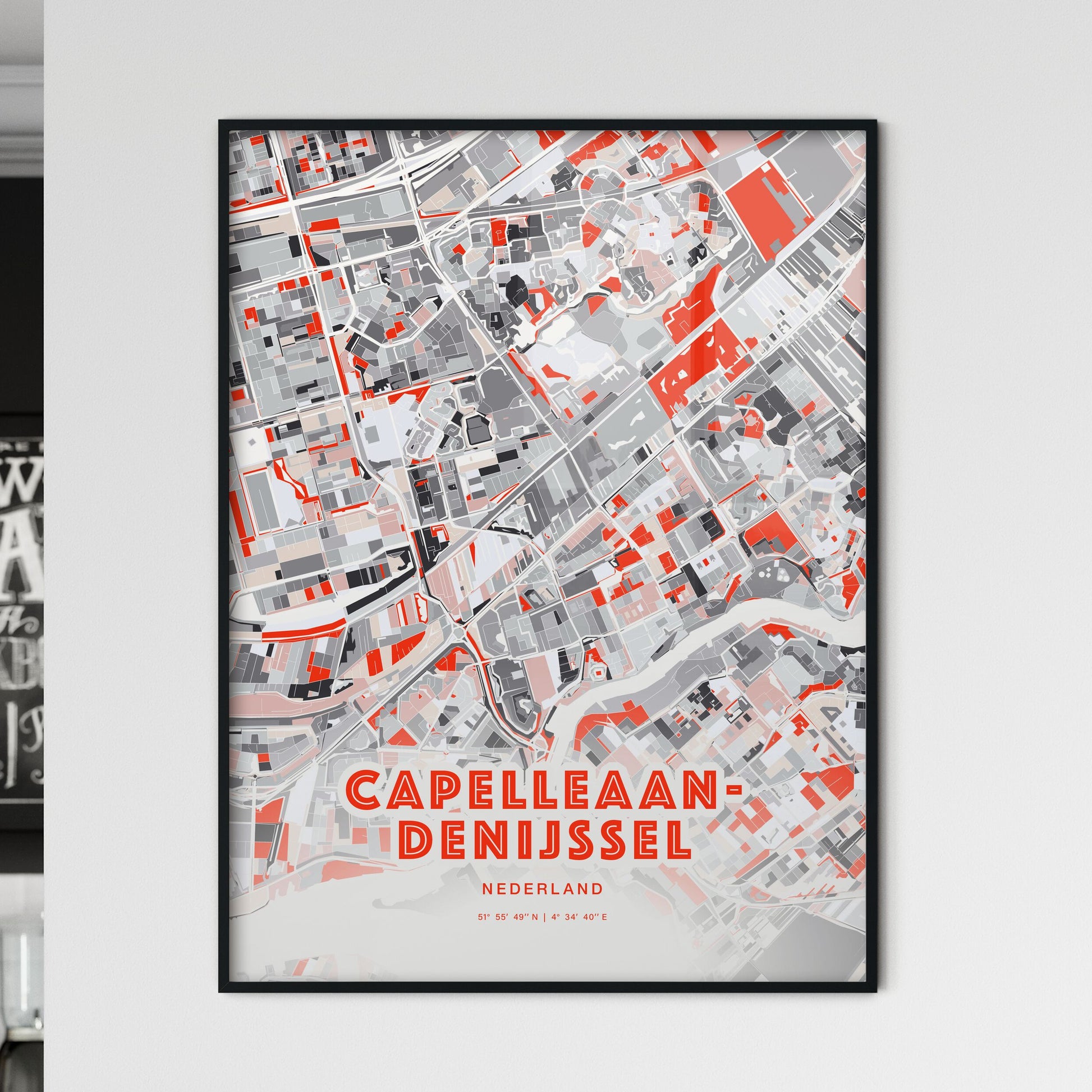 Colorful CAPELLE AAN DEN IJSSEL NETHERLANDS Fine Art Map Modern