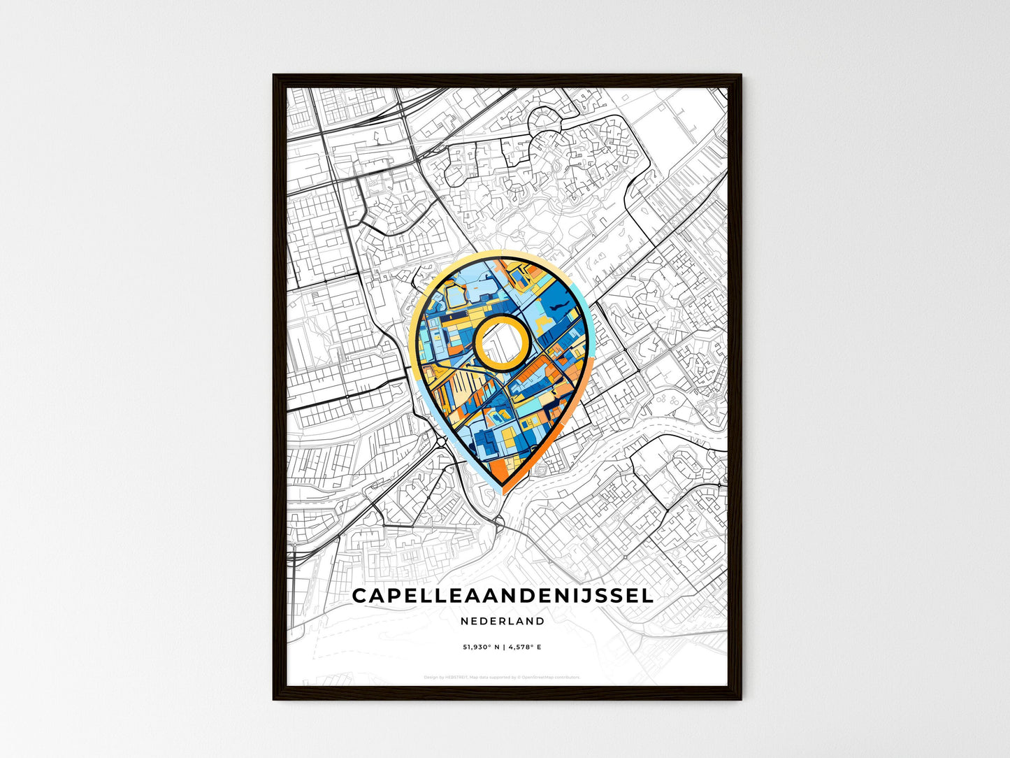 Capelle Aan Den Ijssel Netherlands wedding art map with pointer icon