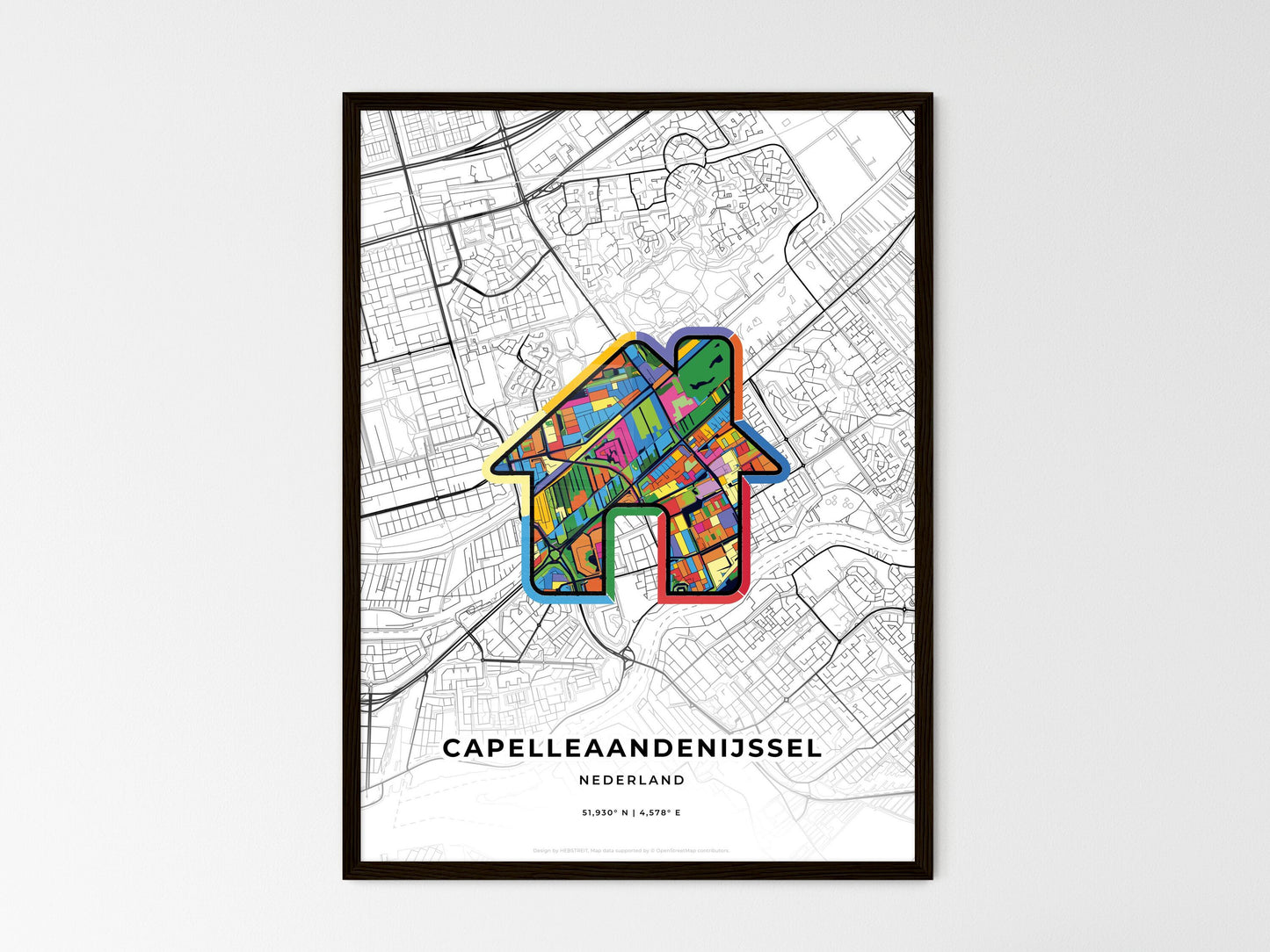 Capelle Aan Den Ijssel Netherlands wedding art map with home icon
