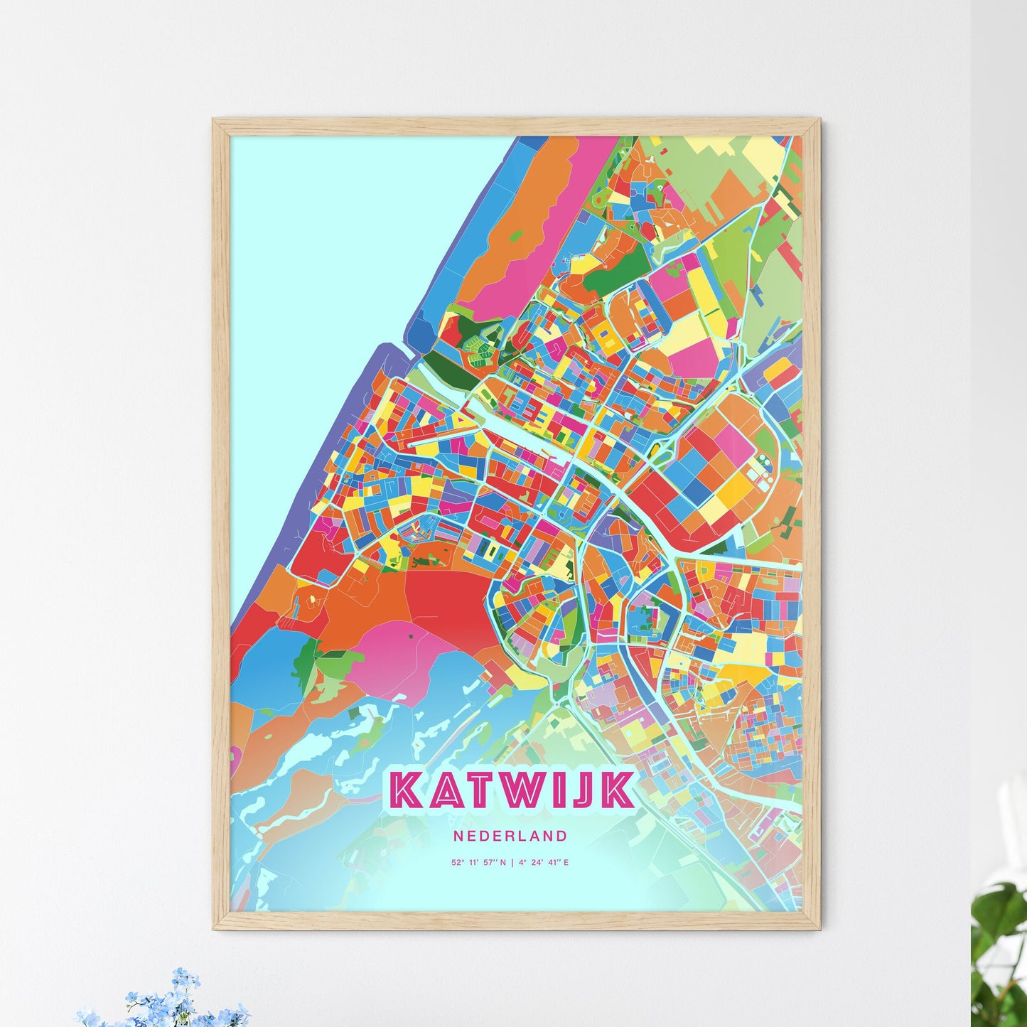 Colorful KATWIJK NETHERLANDS Fine Art Map Crazy Colors