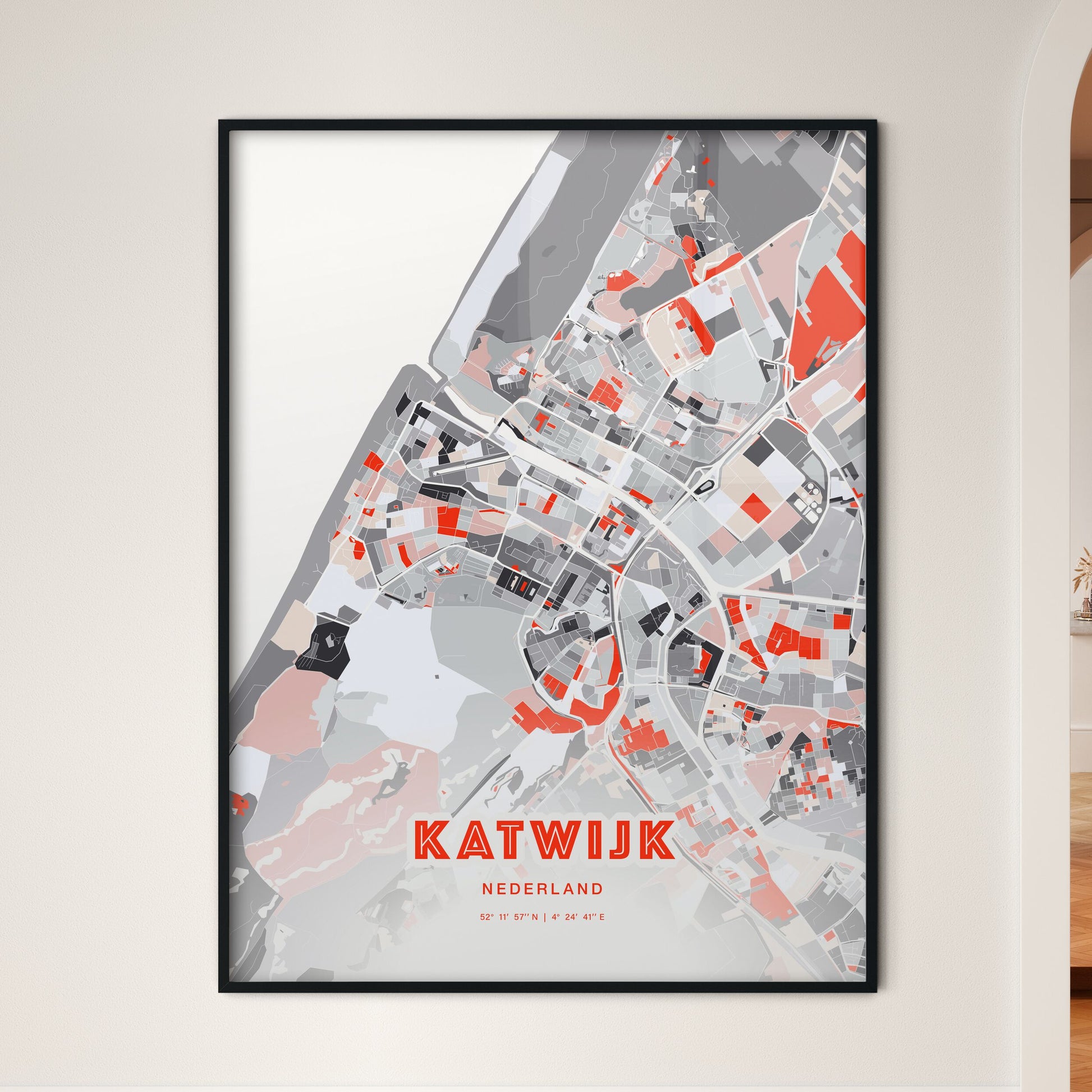 Colorful KATWIJK NETHERLANDS Fine Art Map Modern