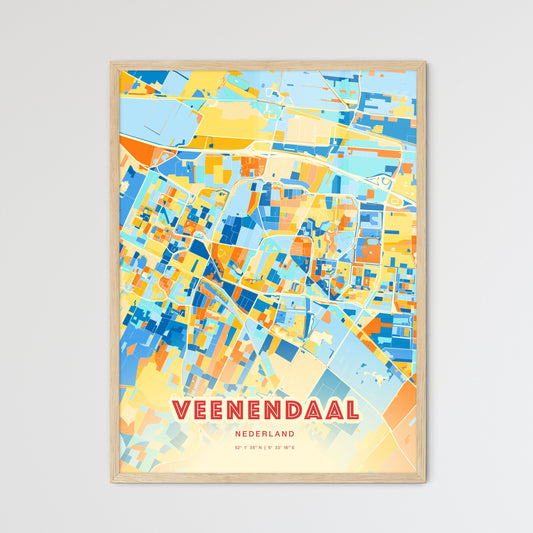 Colorful VEENENDAAL NETHERLANDS Fine Art Map Blue Orange