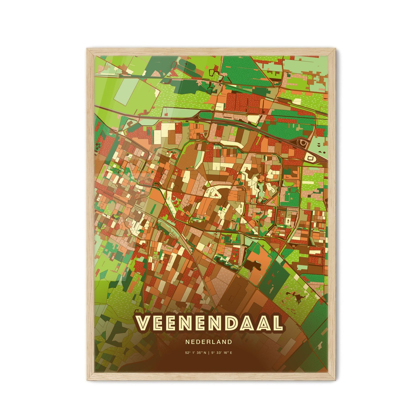 Colorful VEENENDAAL NETHERLANDS Fine Art Map Farmhouse