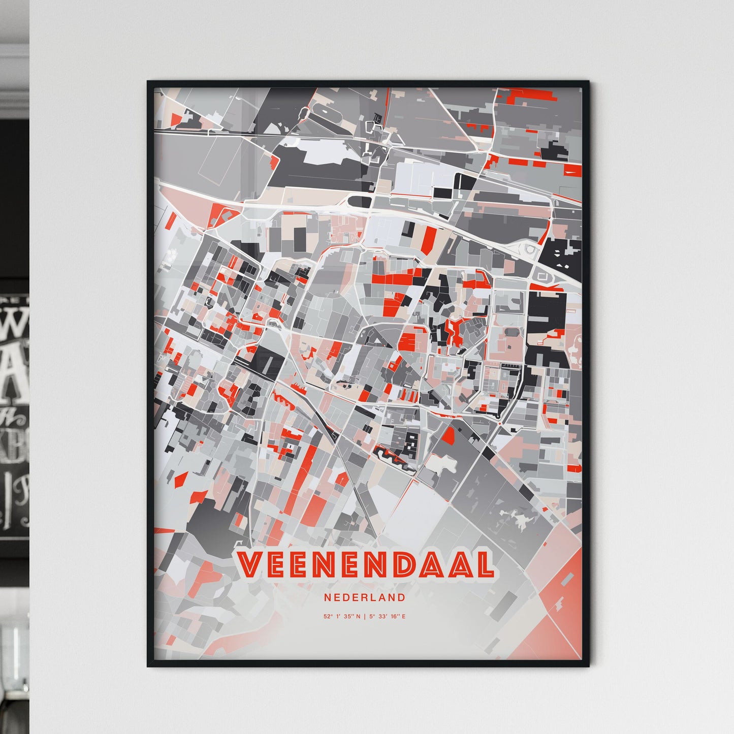 Colorful VEENENDAAL NETHERLANDS Fine Art Map Modern