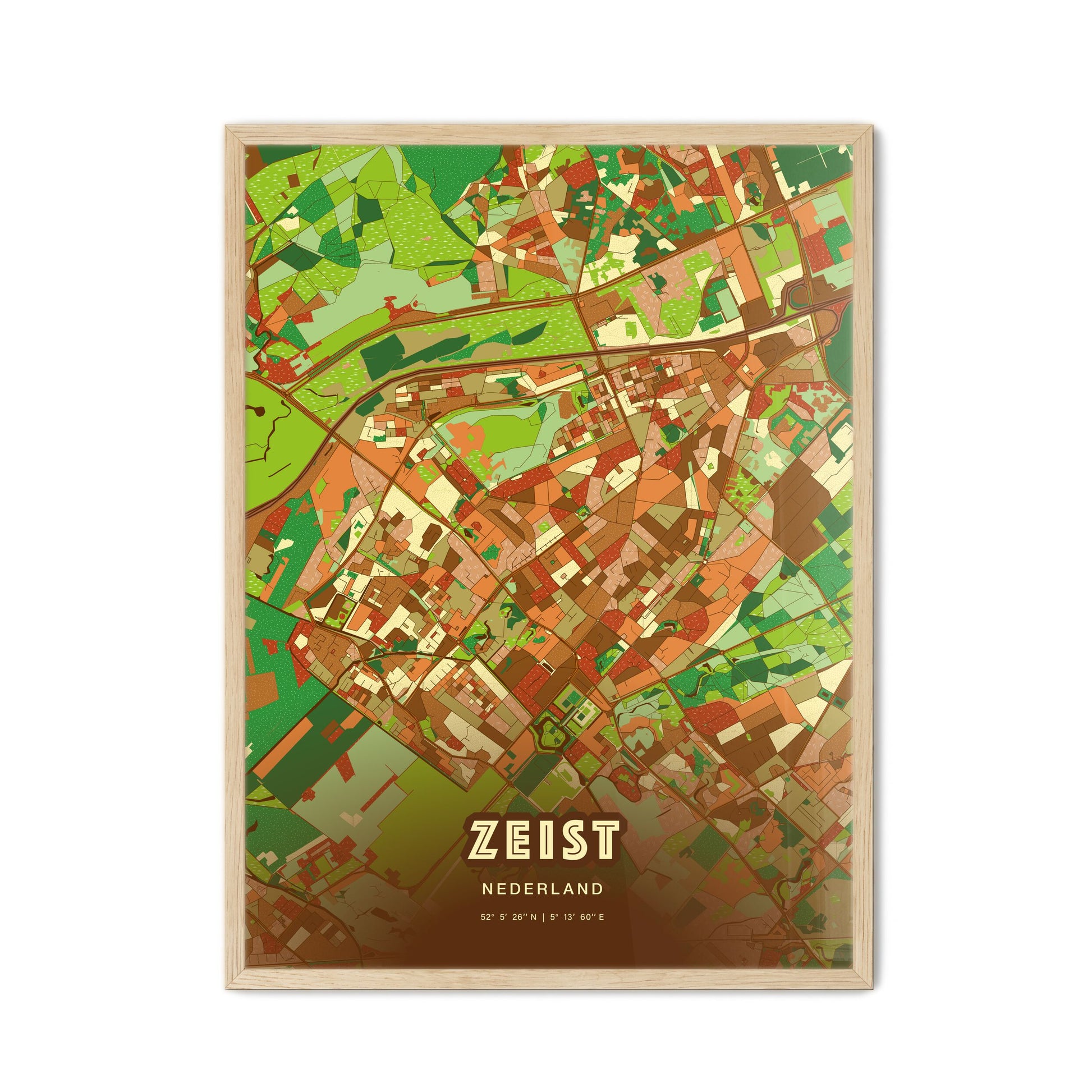 Colorful ZEIST NETHERLANDS Fine Art Map Farmhouse