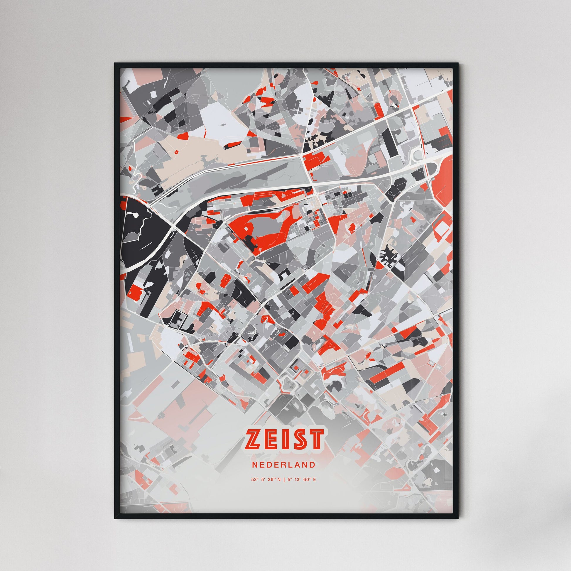 Colorful ZEIST NETHERLANDS Fine Art Map Modern