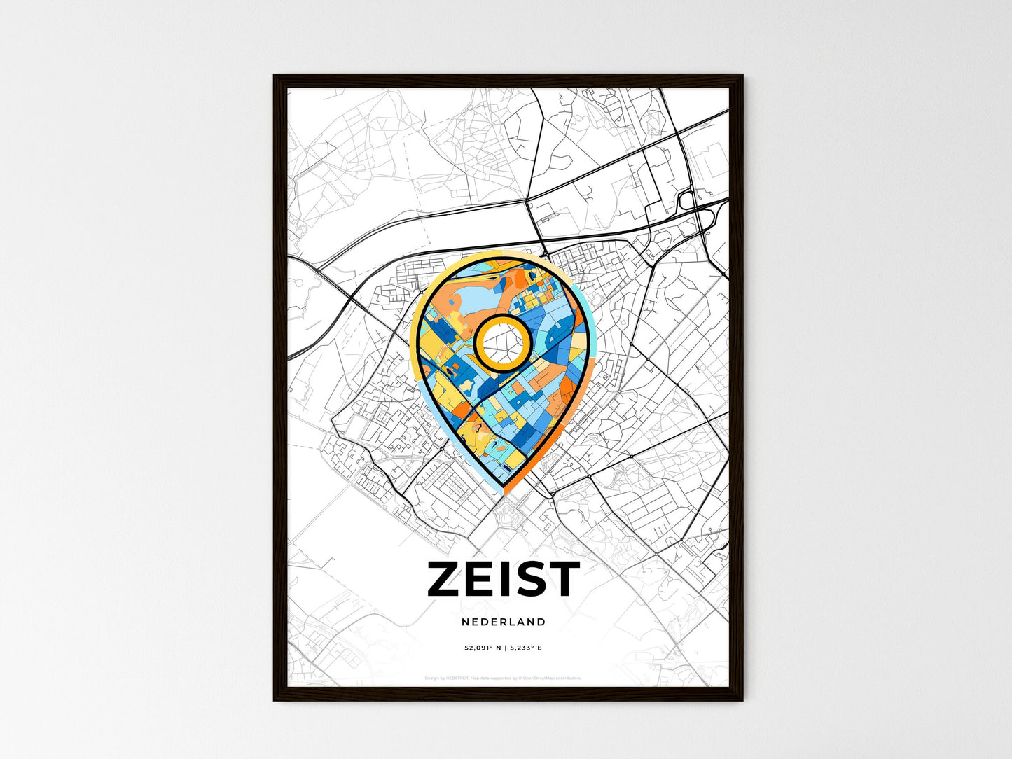 Zeist Netherlands wedding art map with pointer icon