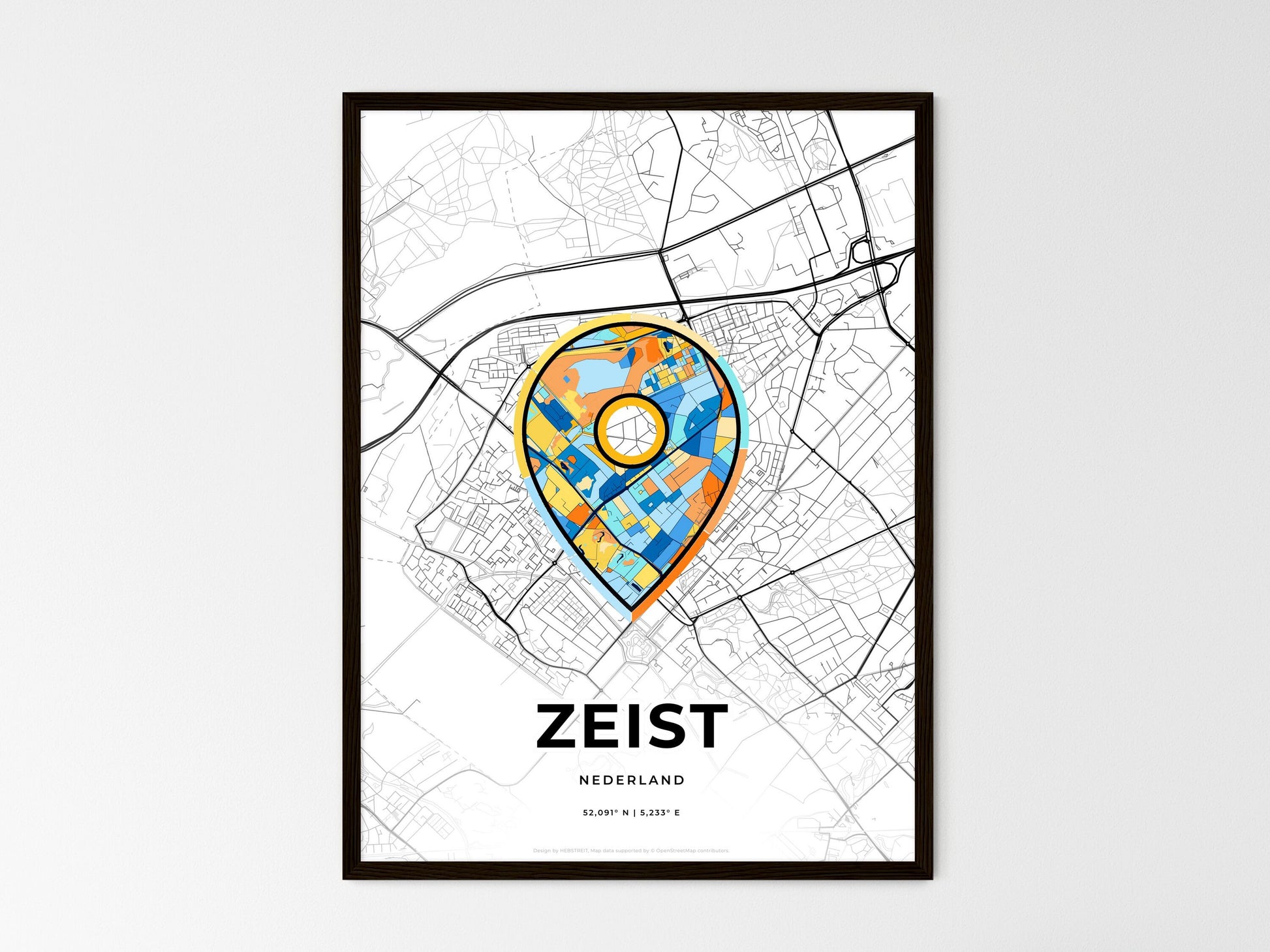 Zeist Netherlands wedding art map with pointer icon