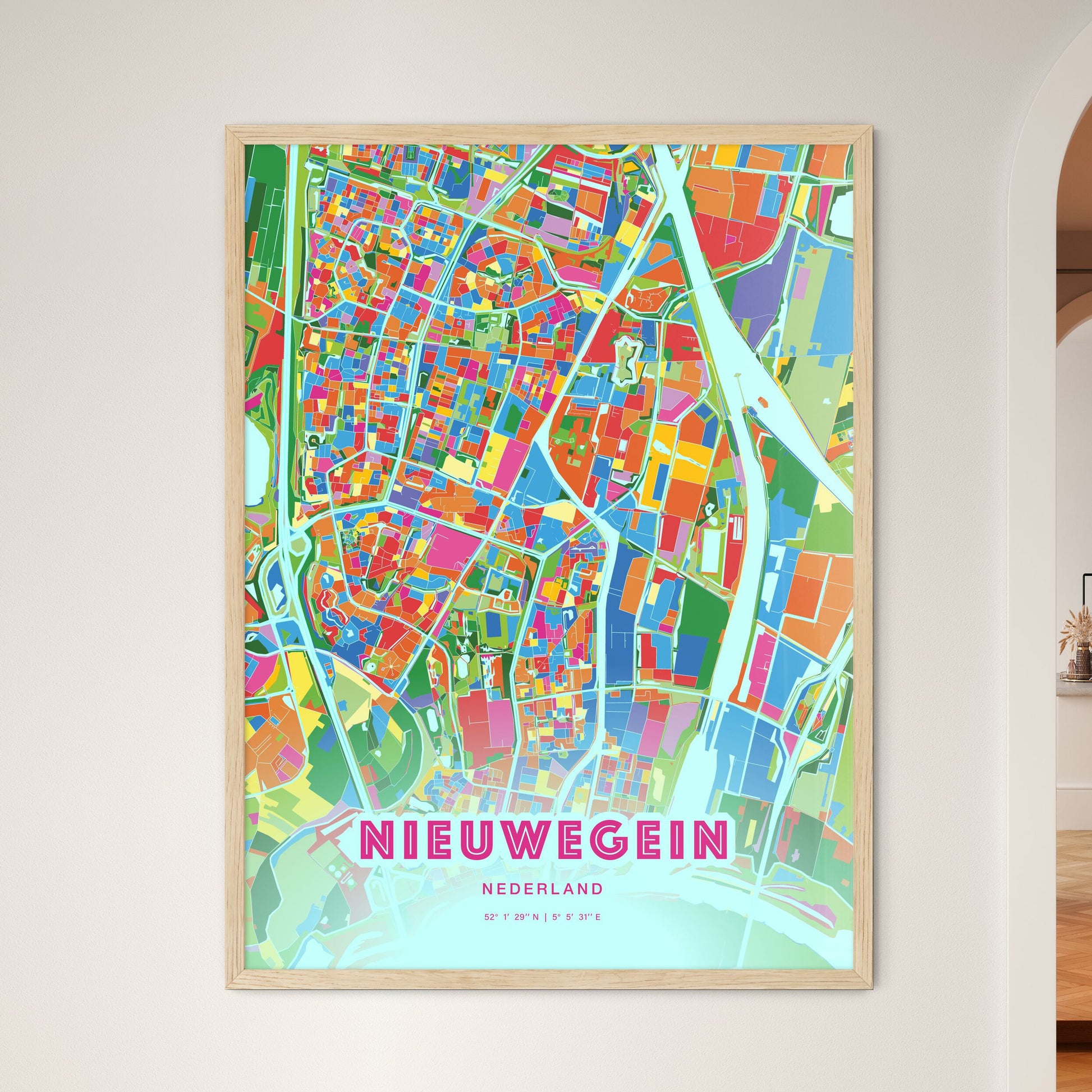 Colorful NIEUWEGEIN NETHERLANDS Fine Art Map Crazy Colors