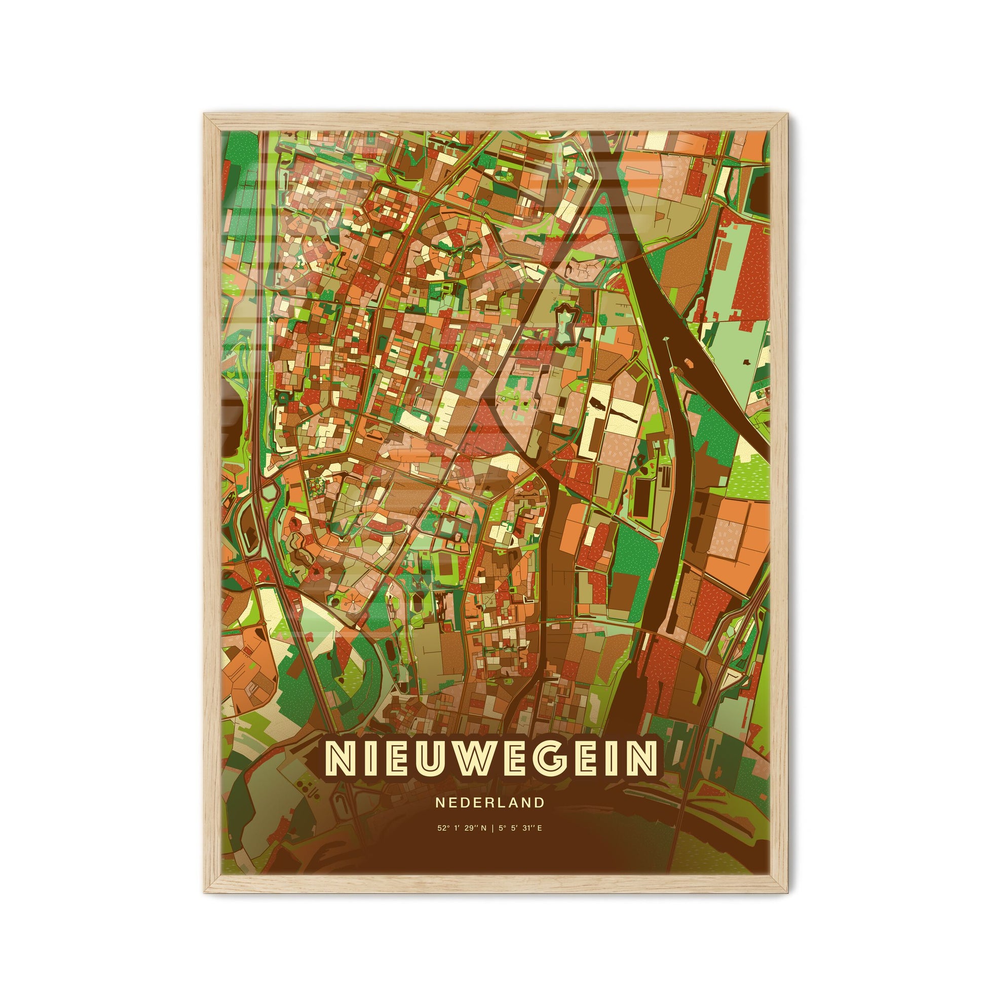 Colorful NIEUWEGEIN NETHERLANDS Fine Art Map Farmhouse