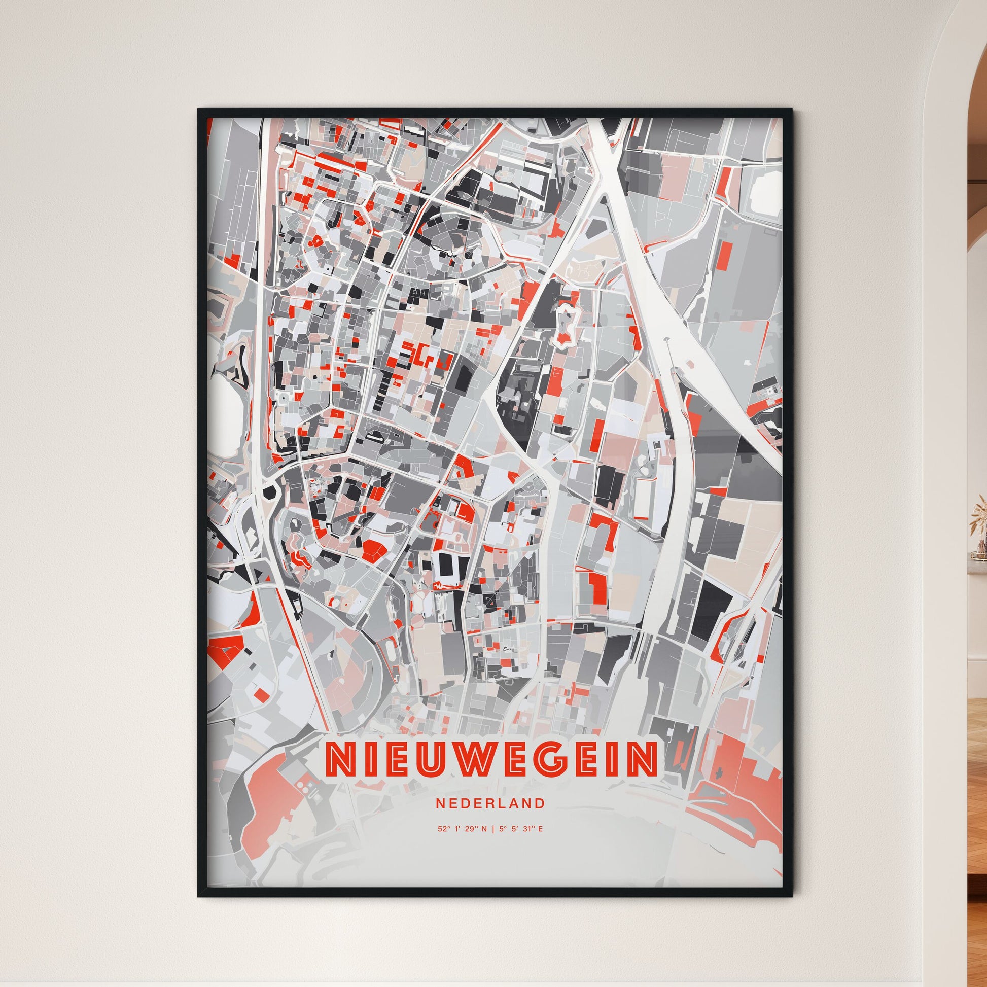 Colorful NIEUWEGEIN NETHERLANDS Fine Art Map Modern