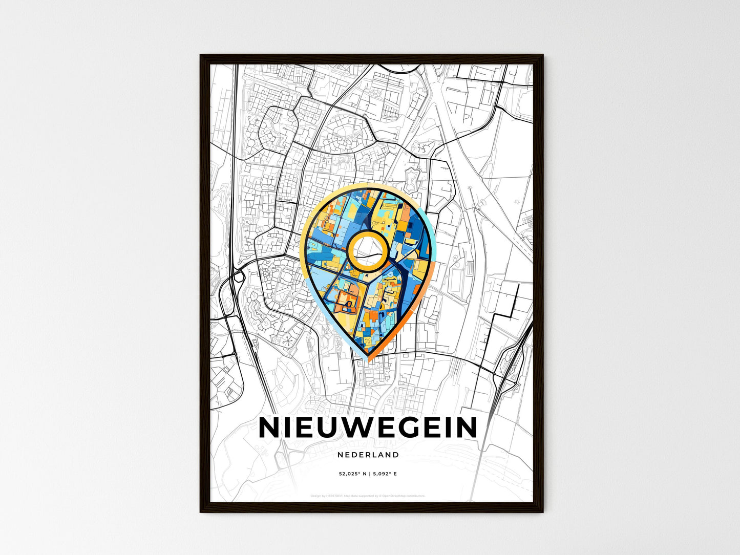 Nieuwegein Netherlands wedding art map with pointer icon