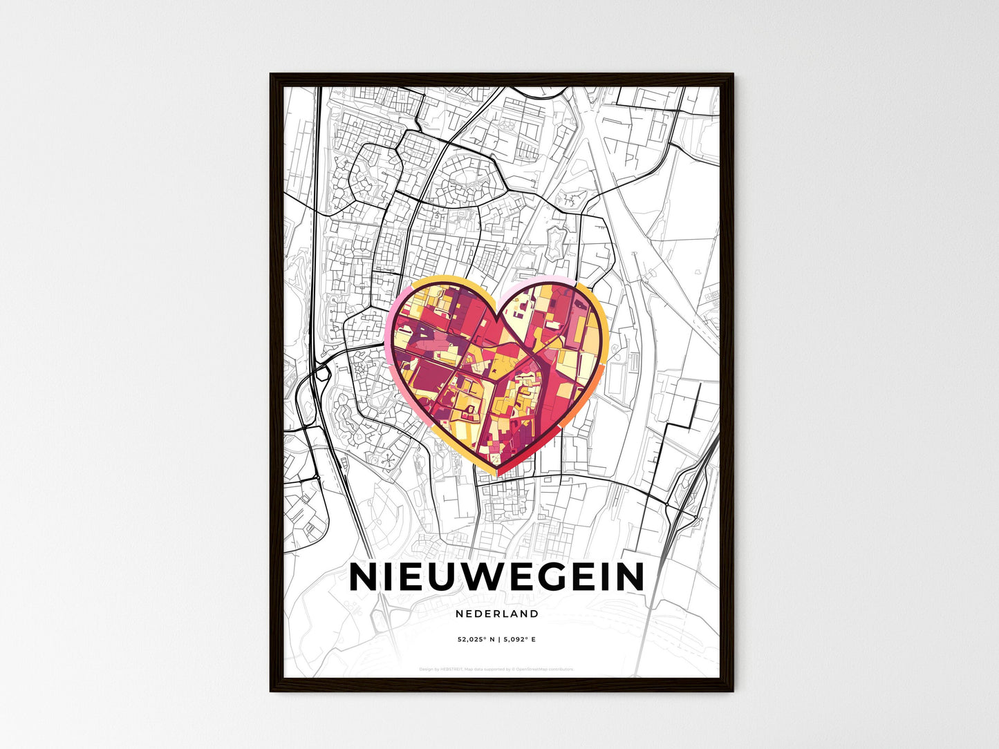 Nieuwegein Netherlands wedding art map with heart icon