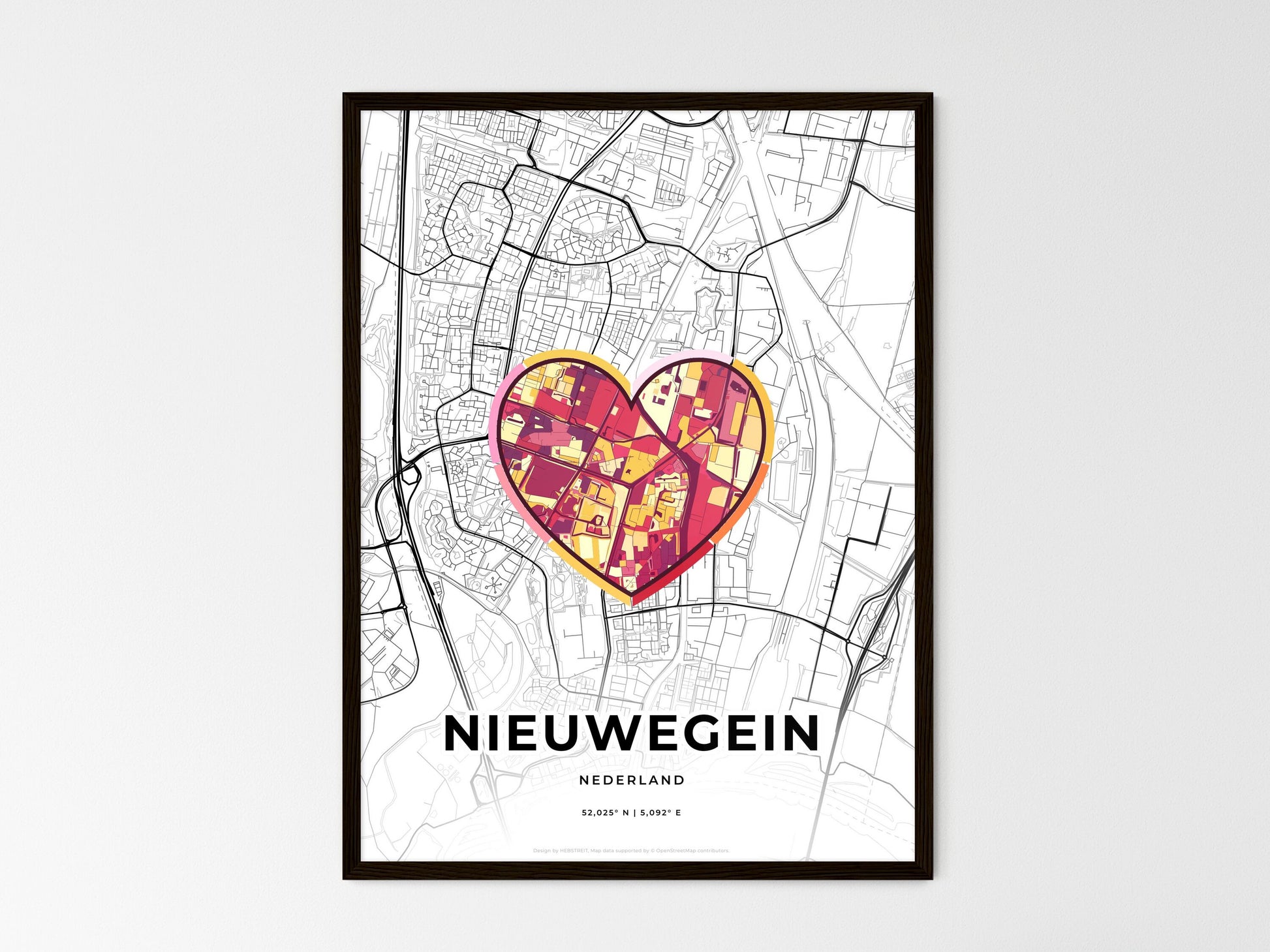 Nieuwegein Netherlands wedding art map with heart icon