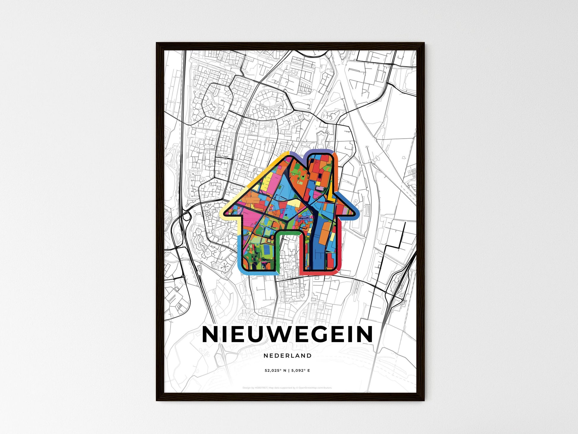 Nieuwegein Netherlands wedding art map with home icon