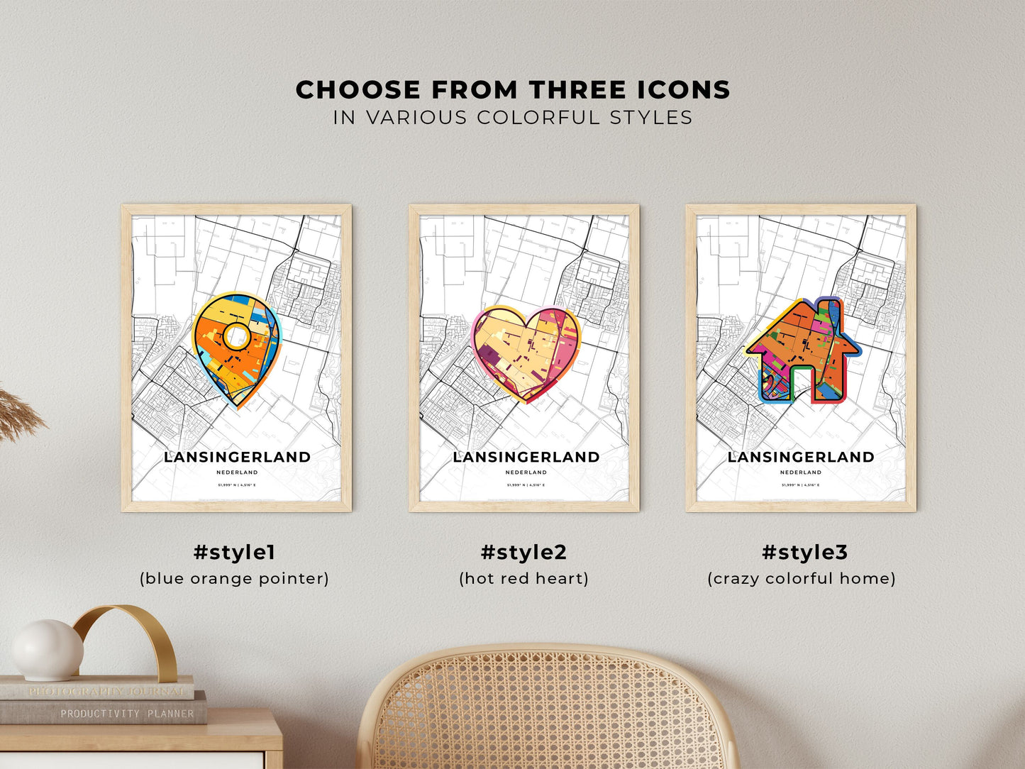 Lansingerland Netherlands maps with colorful icons
