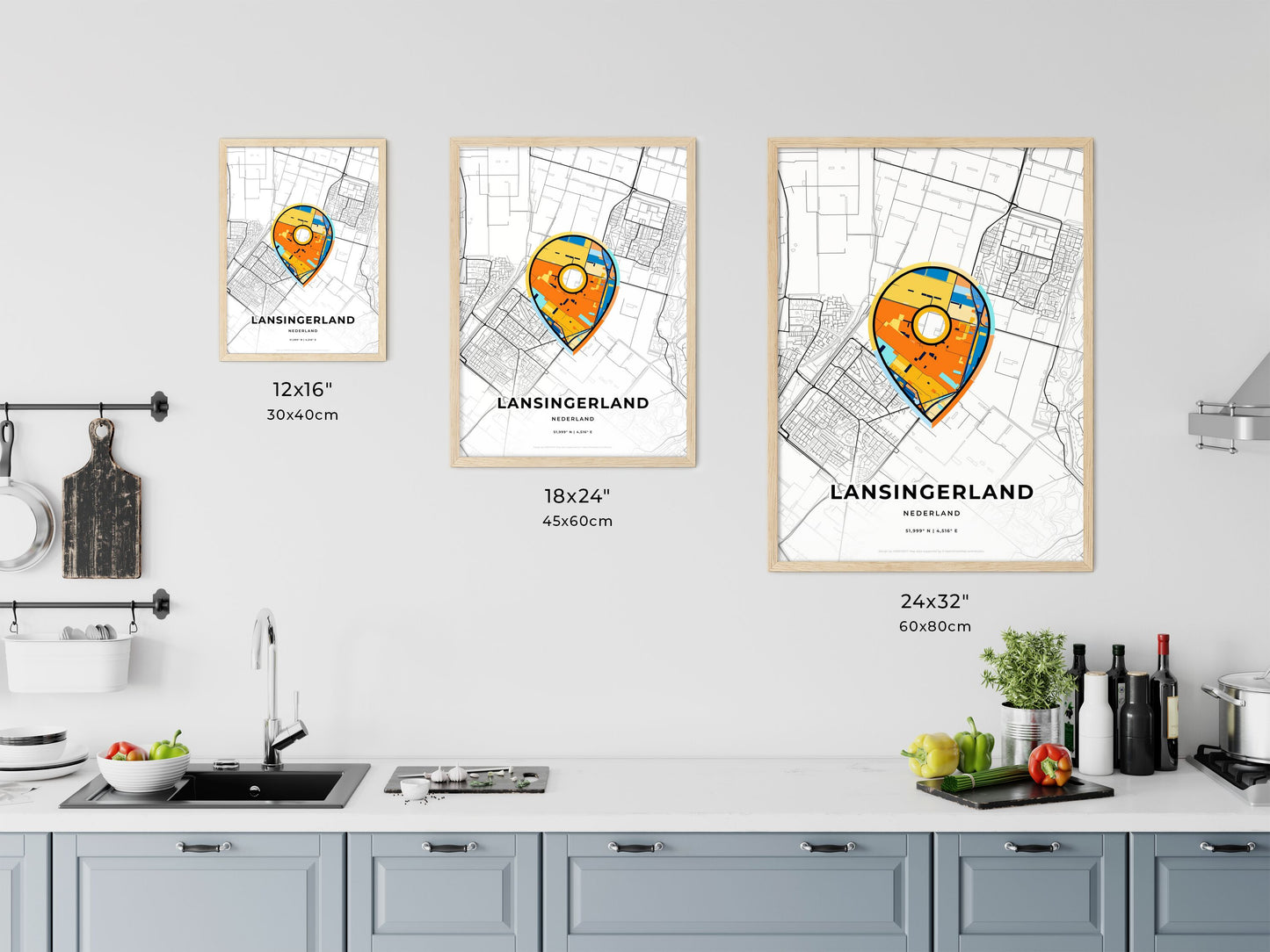 Lansingerland Netherlands art map size chart