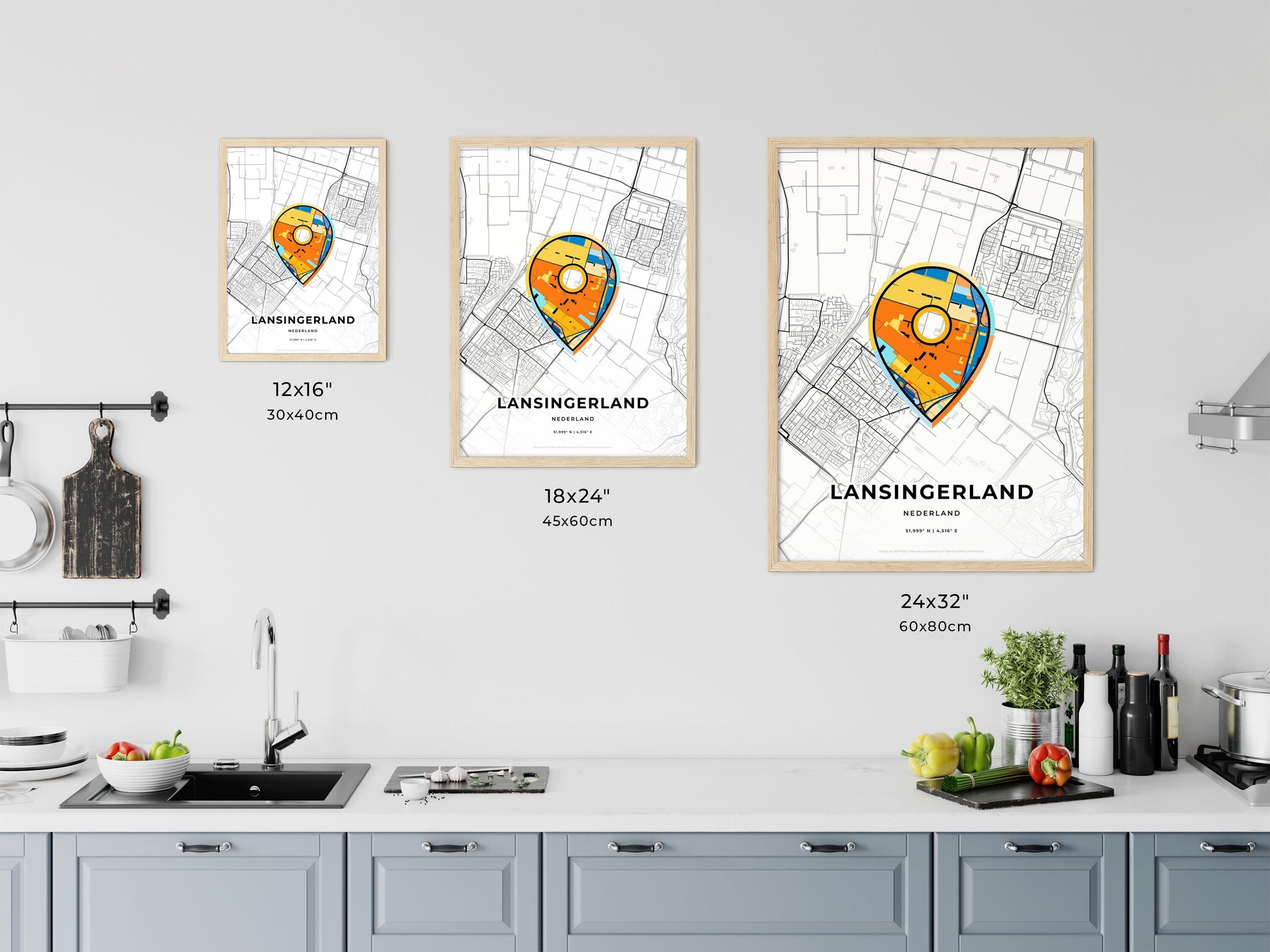 Lansingerland Netherlands art map size chart
