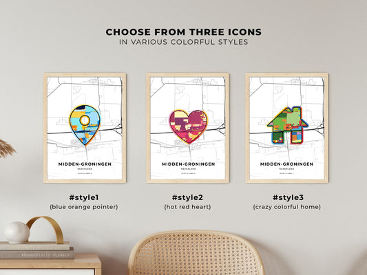 Midden-Groningen Netherlands maps with colorful icons