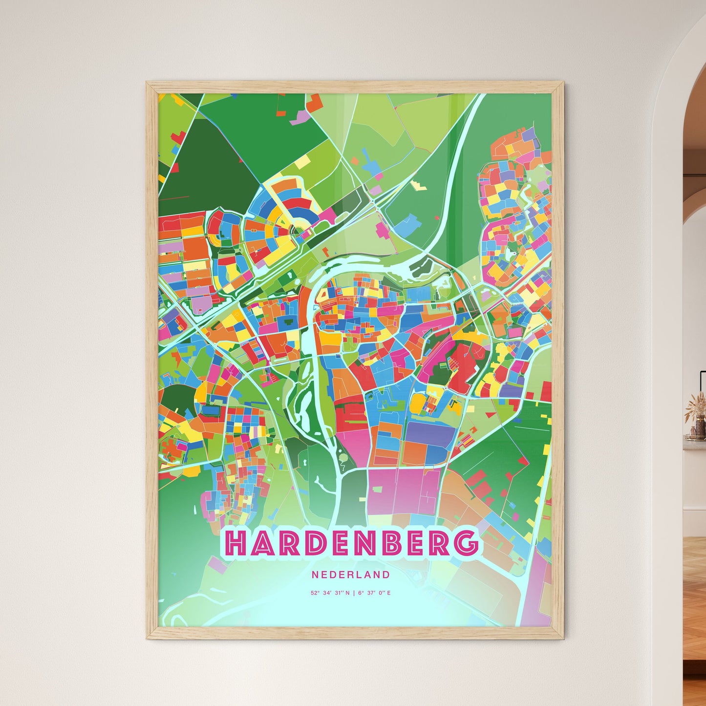 Colorful HARDENBERG NETHERLANDS Fine Art Map Crazy Colors