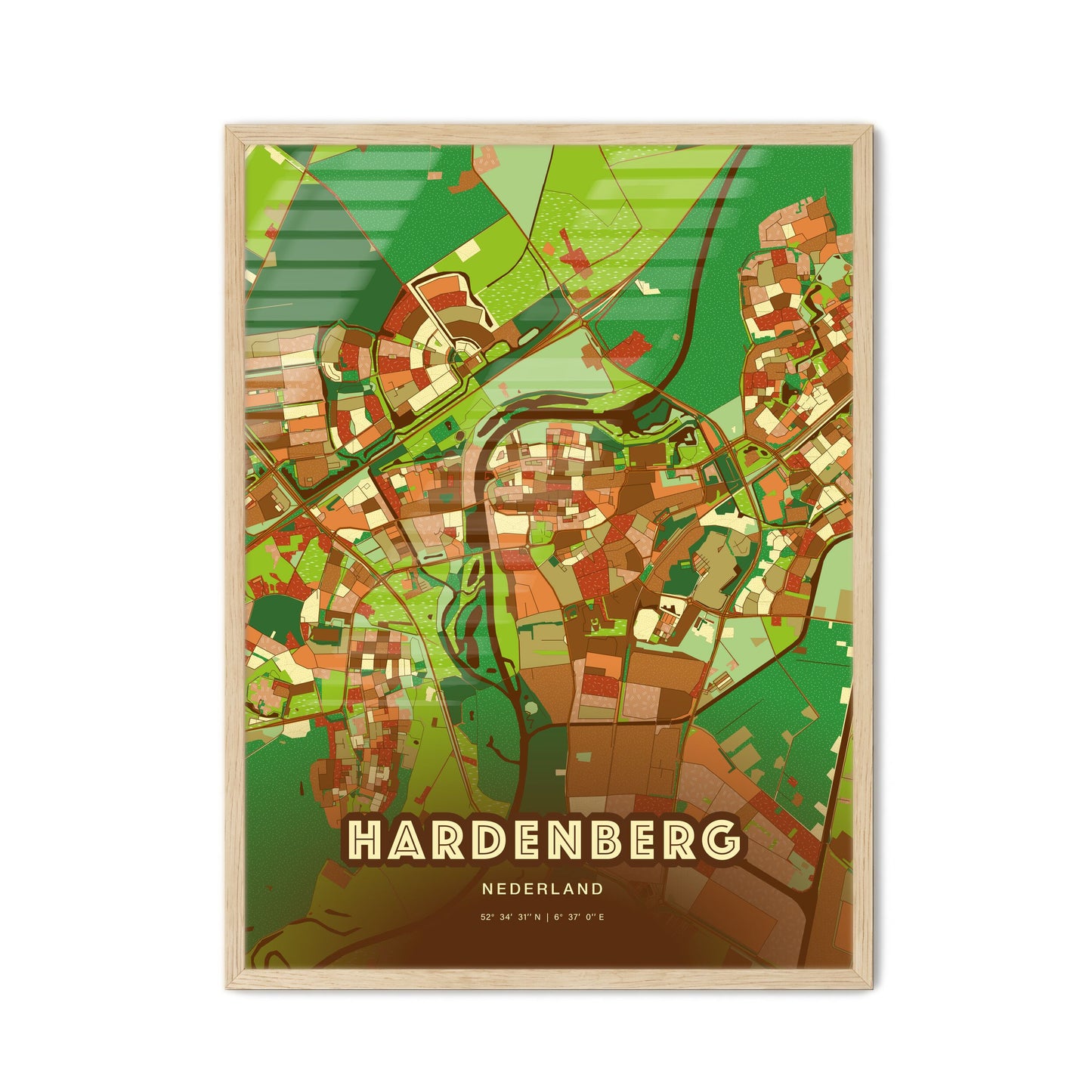 Colorful HARDENBERG NETHERLANDS Fine Art Map Farmhouse