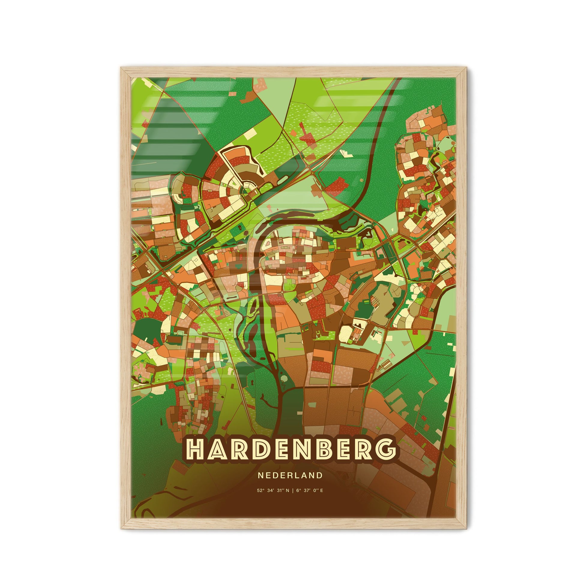 Colorful HARDENBERG NETHERLANDS Fine Art Map Farmhouse