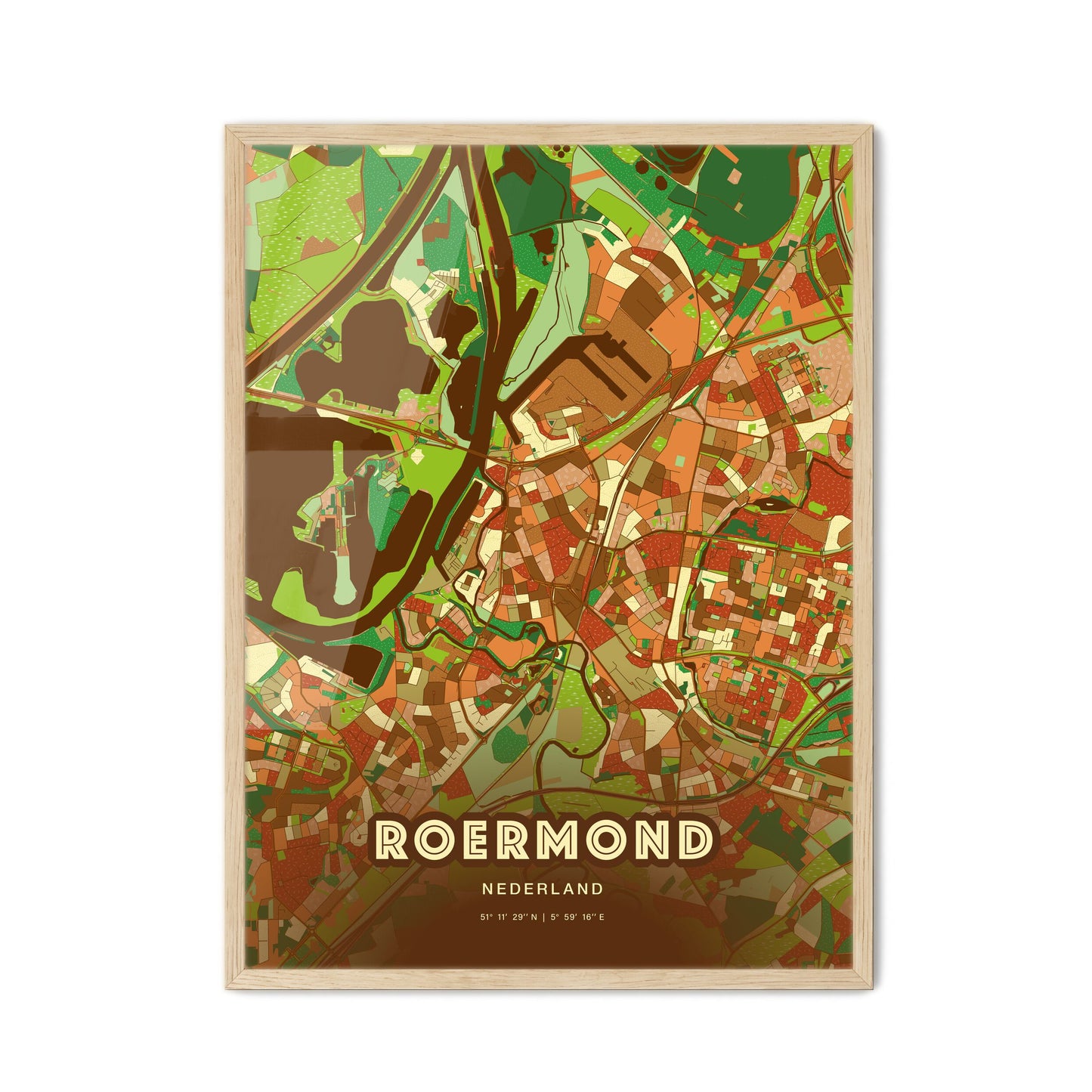 Colorful ROERMOND NETHERLANDS Fine Art Map Farmhouse