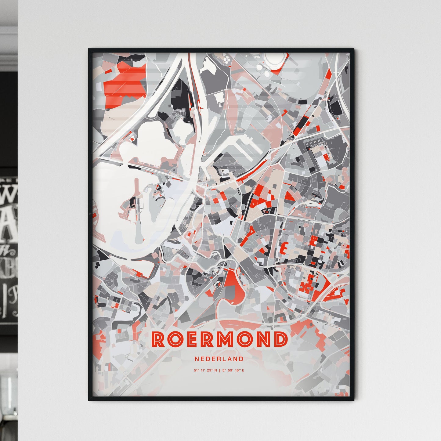 Colorful ROERMOND NETHERLANDS Fine Art Map Modern