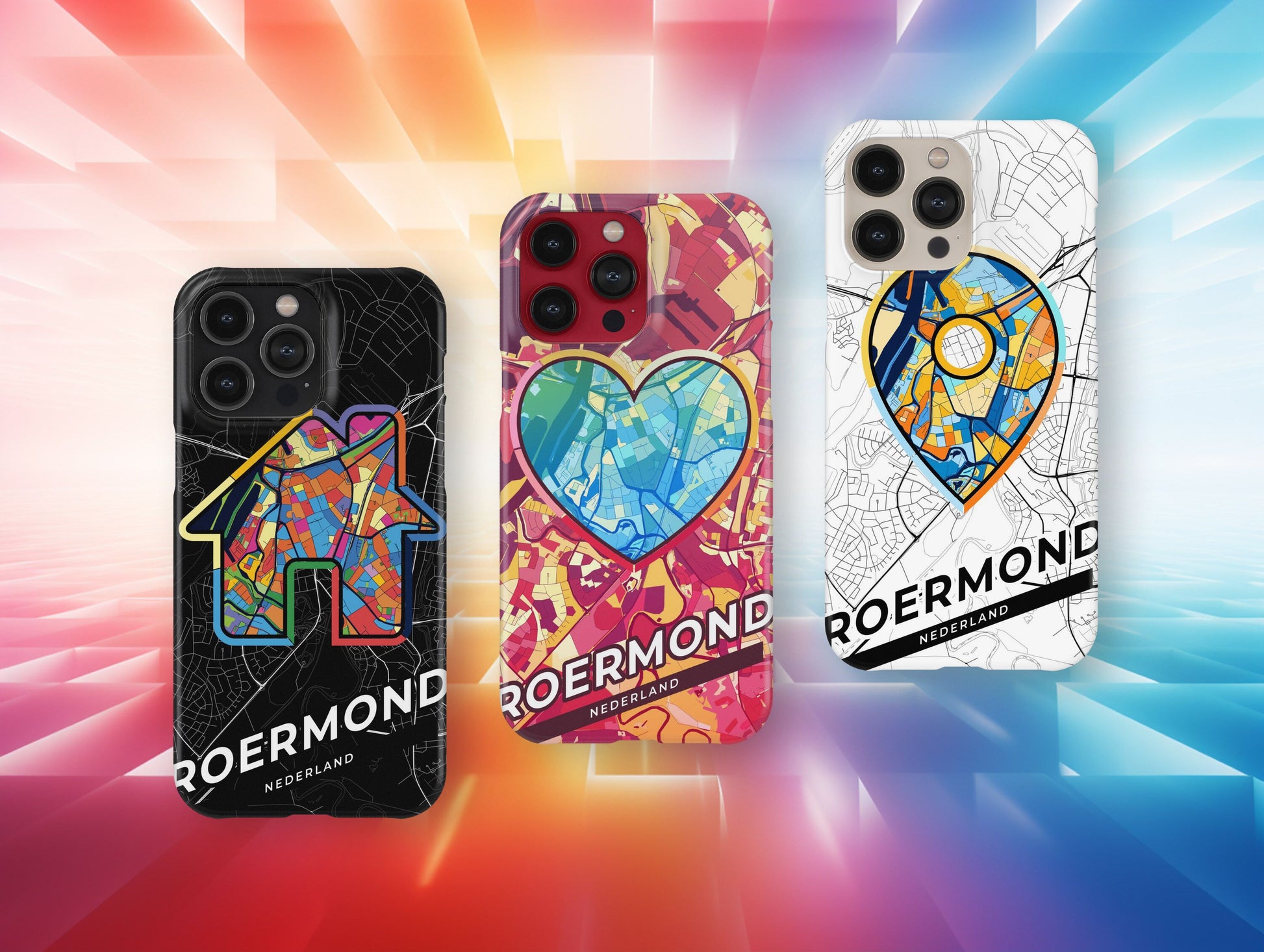 Roermond Netherlands slim phone case with colorful icon. Birthday, wedding or housewarming gift. Couple match cases.