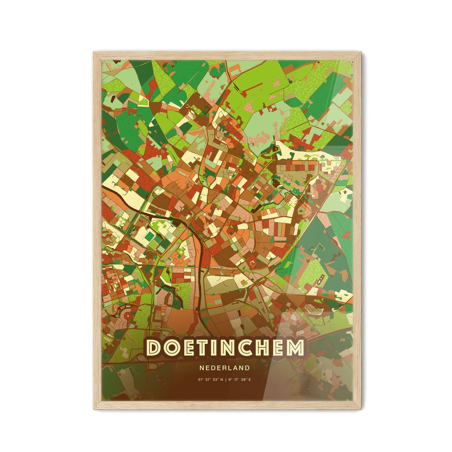 Colorful DOETINCHEM NETHERLANDS Fine Art Map Farmhouse