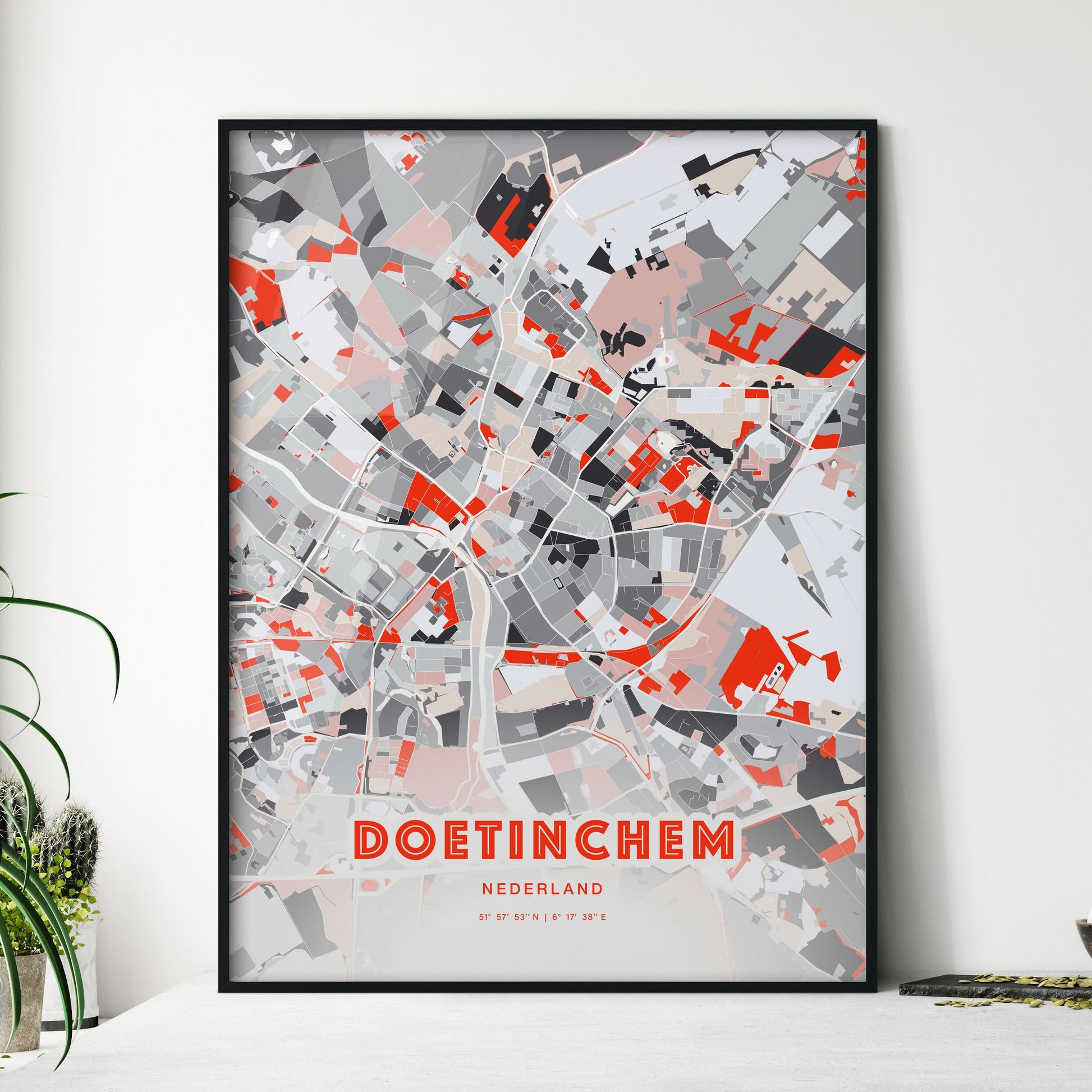 Colorful DOETINCHEM NETHERLANDS Fine Art Map Modern