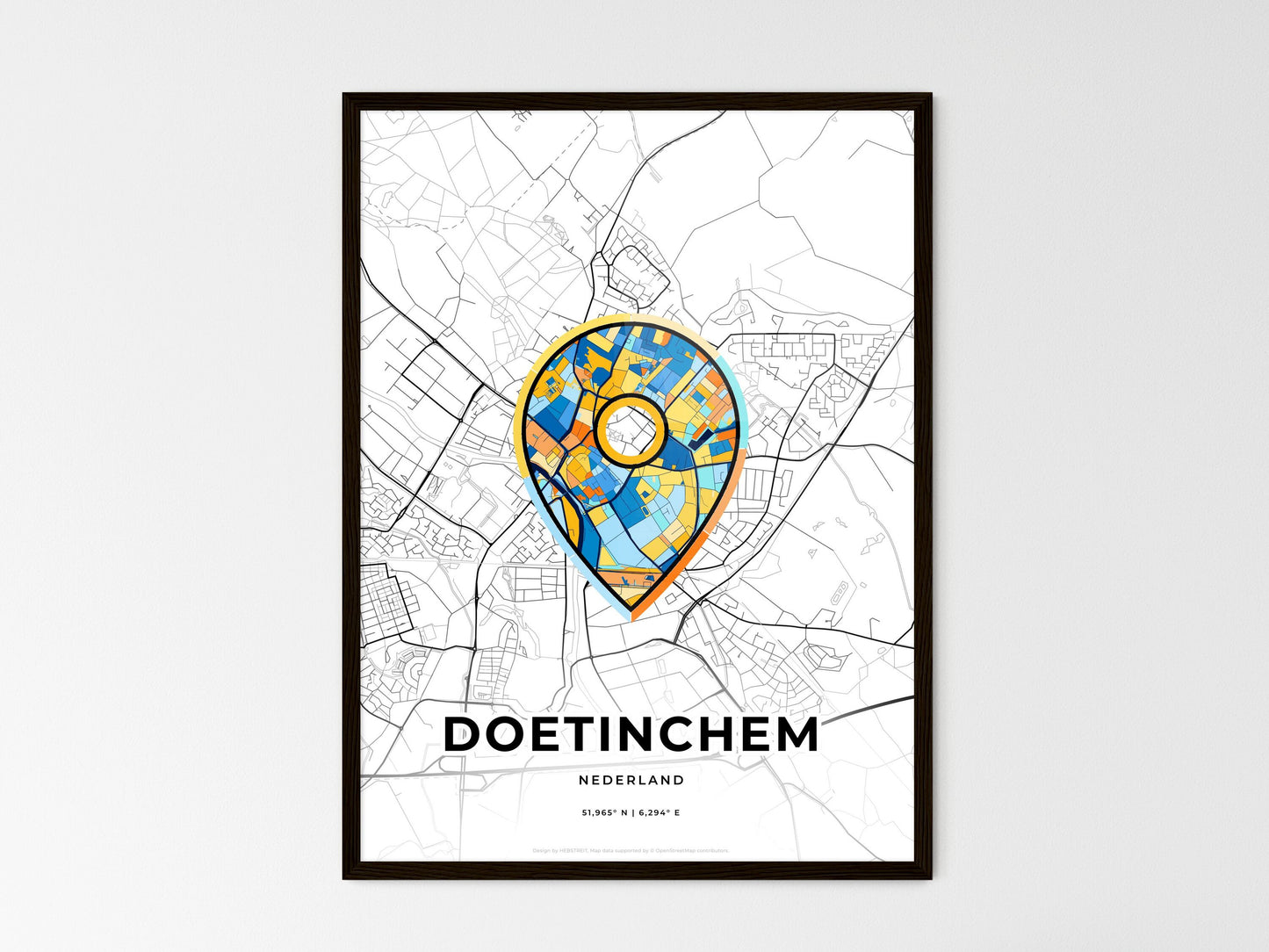 Doetinchem Netherlands wedding art map with pointer icon