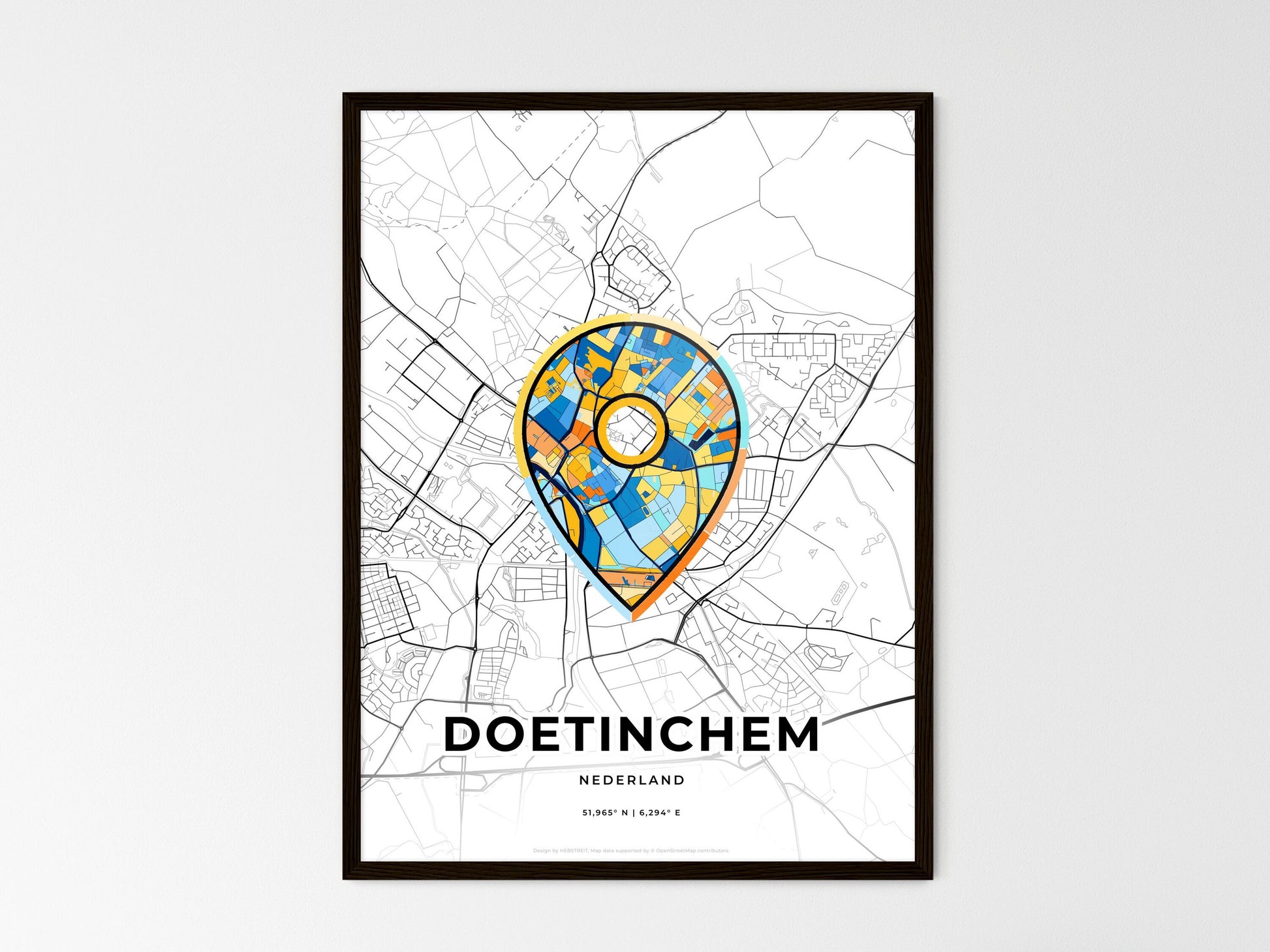 Doetinchem Netherlands wedding art map with pointer icon