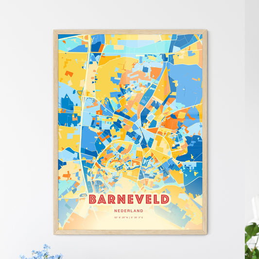 Colorful BARNEVELD NETHERLANDS Fine Art Map Blue Orange