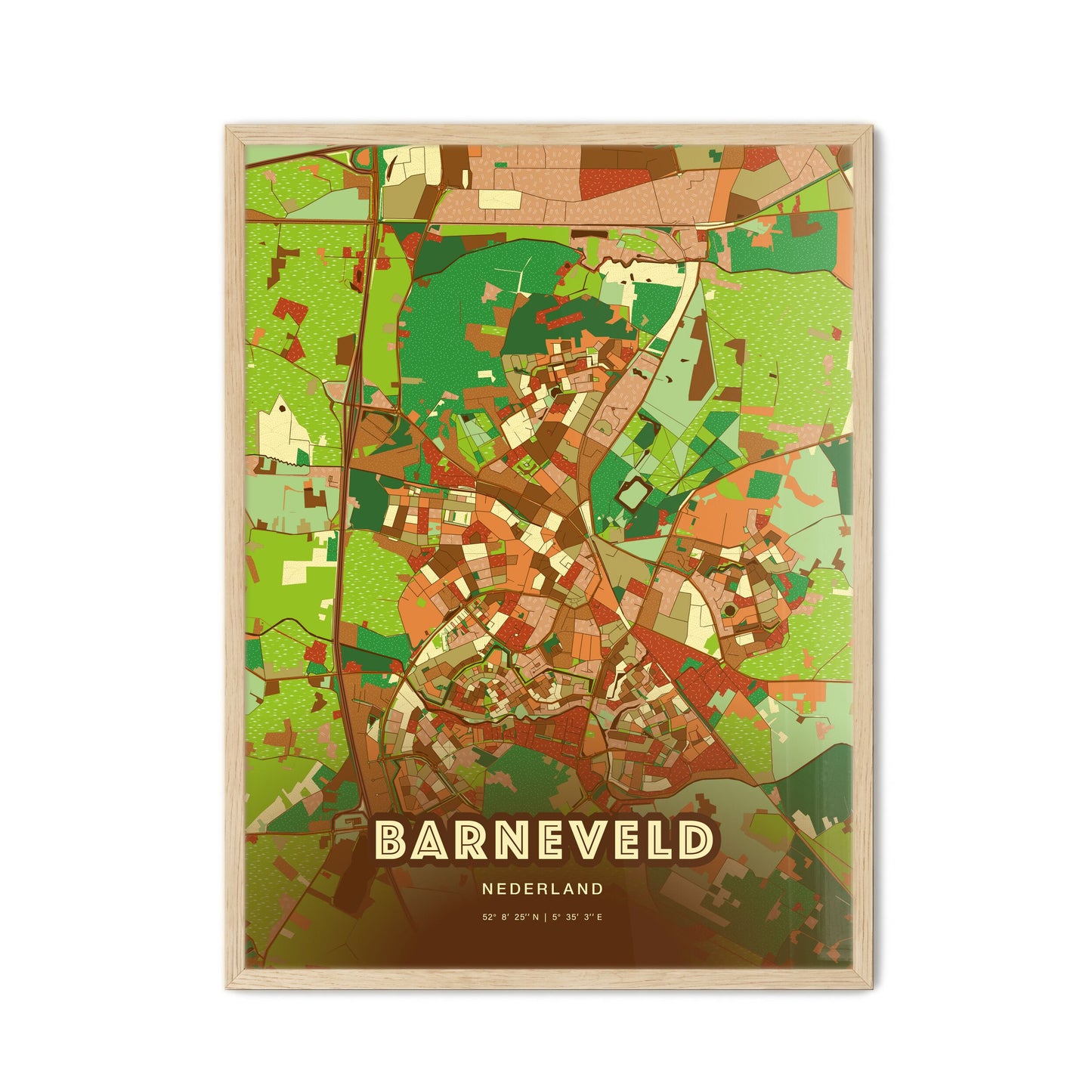 Colorful BARNEVELD NETHERLANDS Fine Art Map Farmhouse