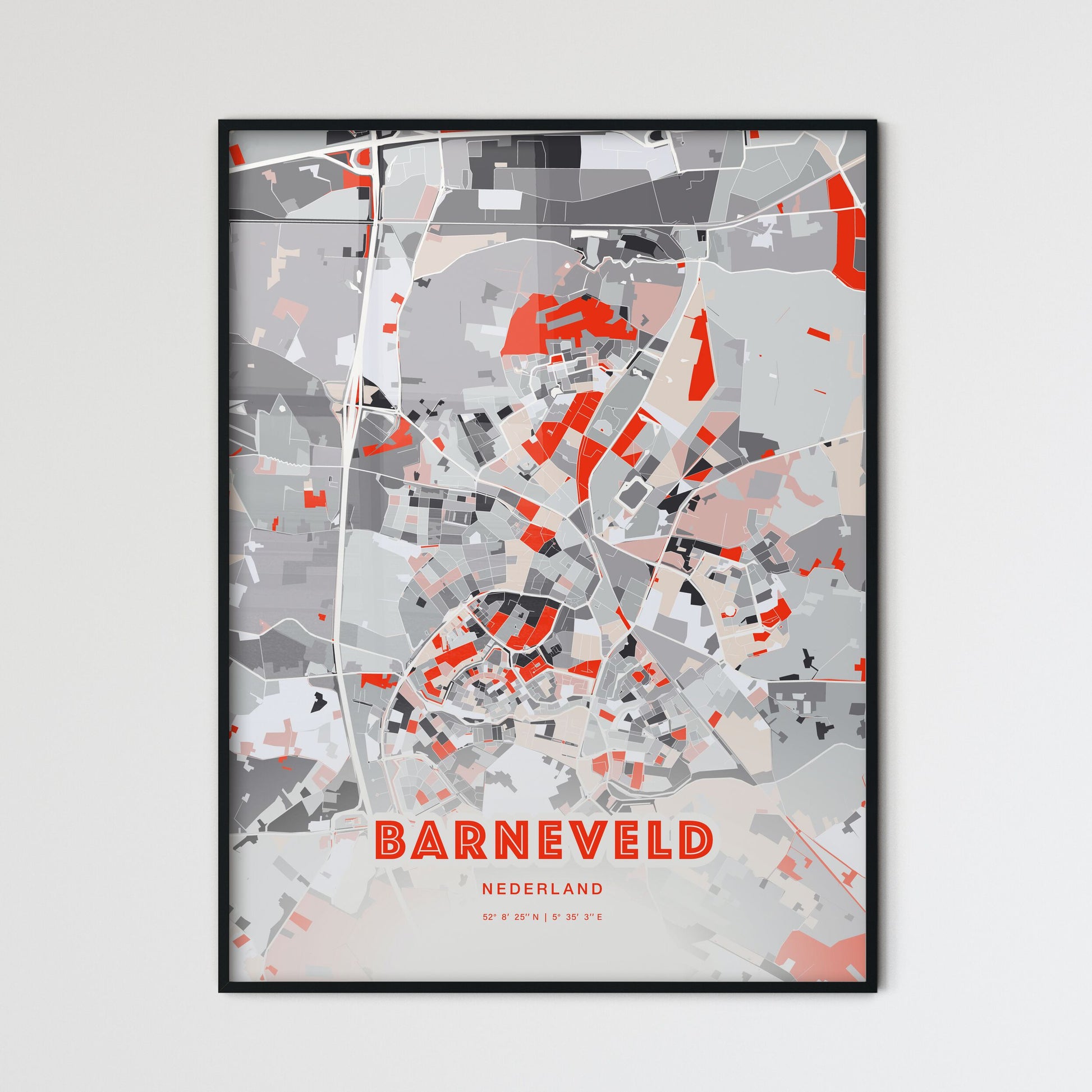 Colorful BARNEVELD NETHERLANDS Fine Art Map Modern