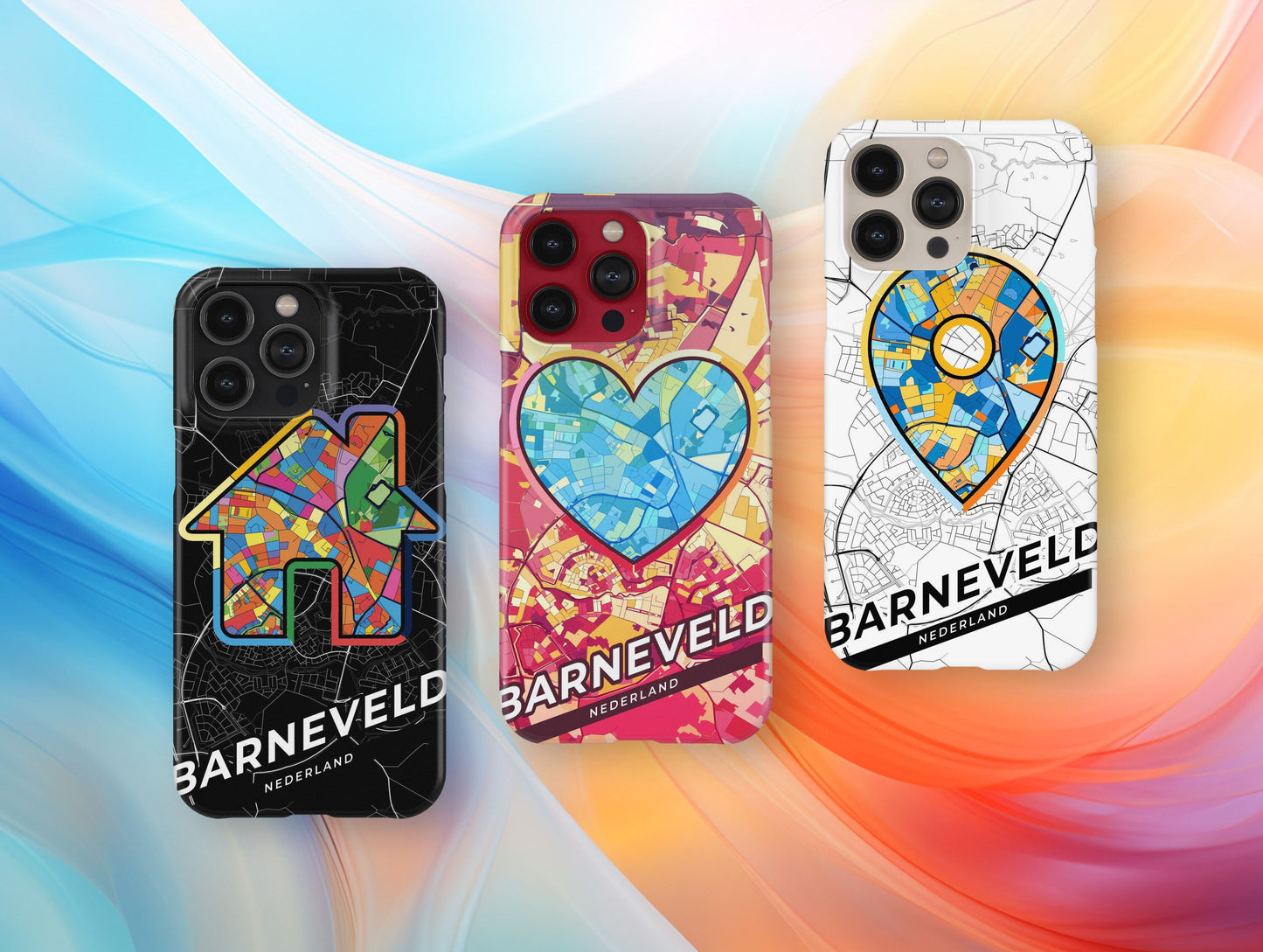 Barneveld Netherlands slim phone case with colorful icon. Birthday, wedding or housewarming gift. Couple match cases.