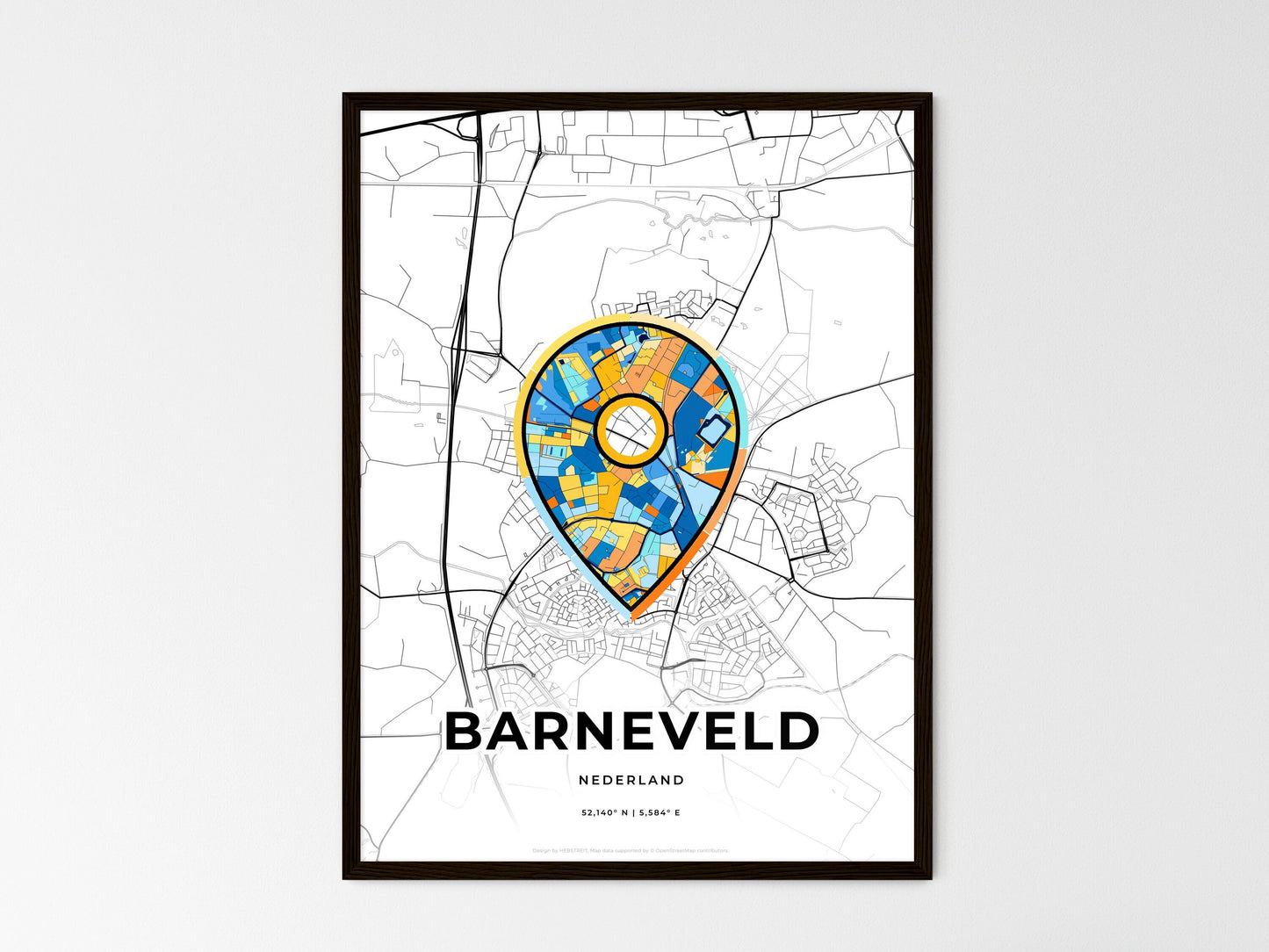 Barneveld Netherlands wedding art map with pointer icon