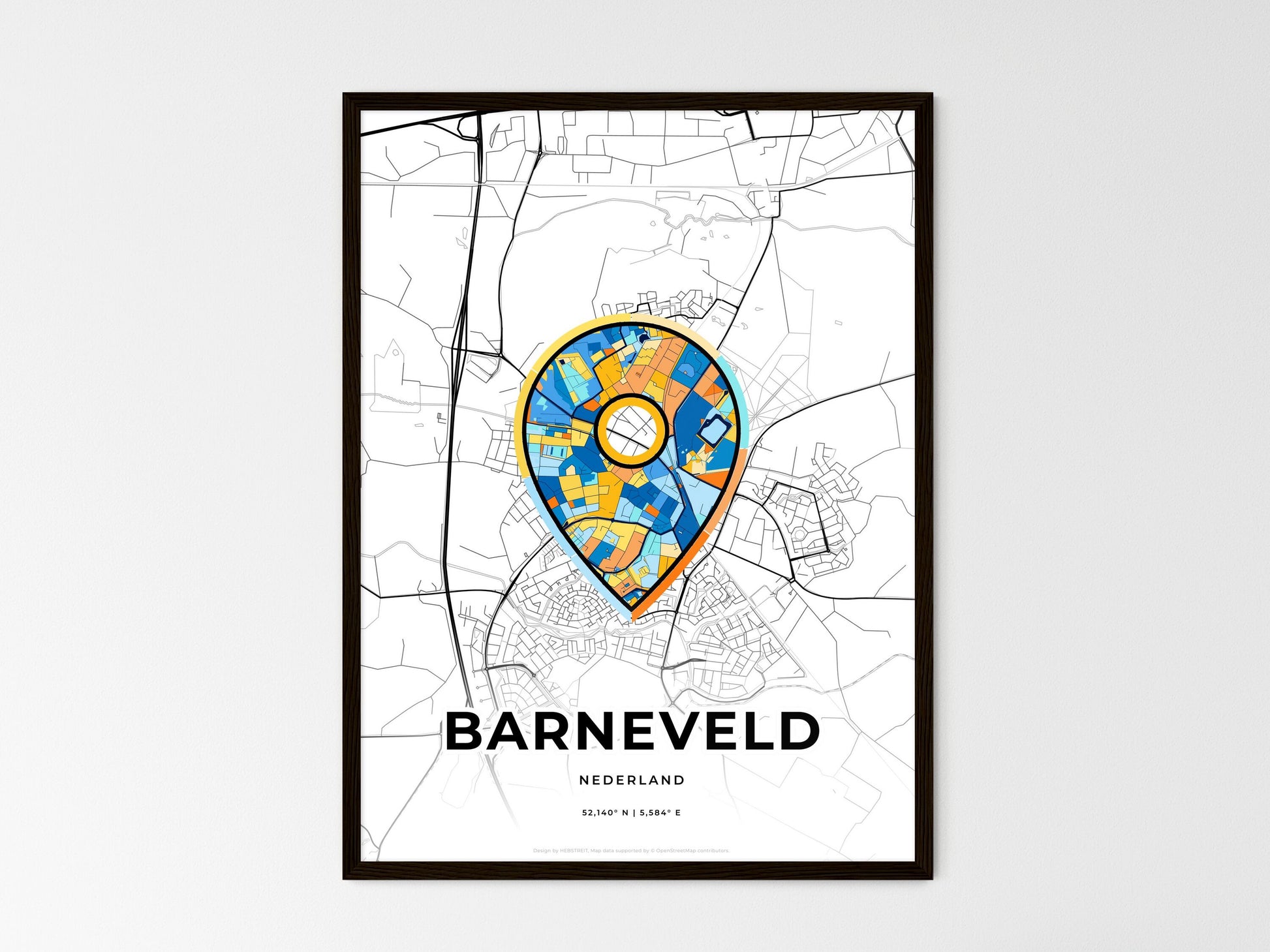 Barneveld Netherlands wedding art map with pointer icon