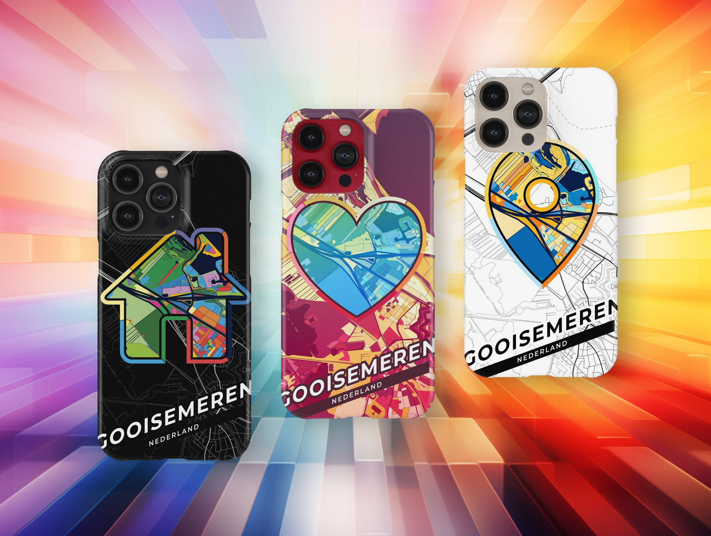 Gooise Meren Netherlands slim phone case with colorful icon. Birthday, wedding or housewarming gift. Couple match cases.